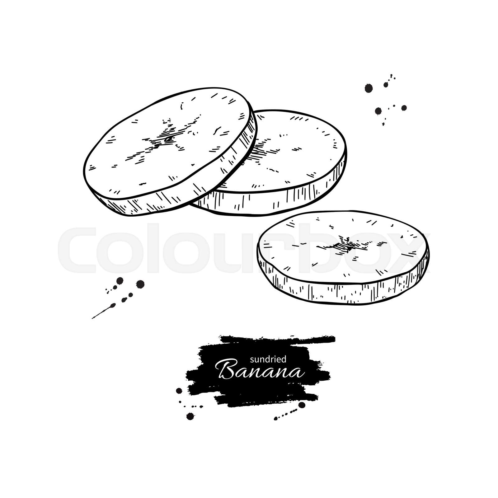 Dried banana chips vector drawing. Hand drawn dehydrated sliced fruit