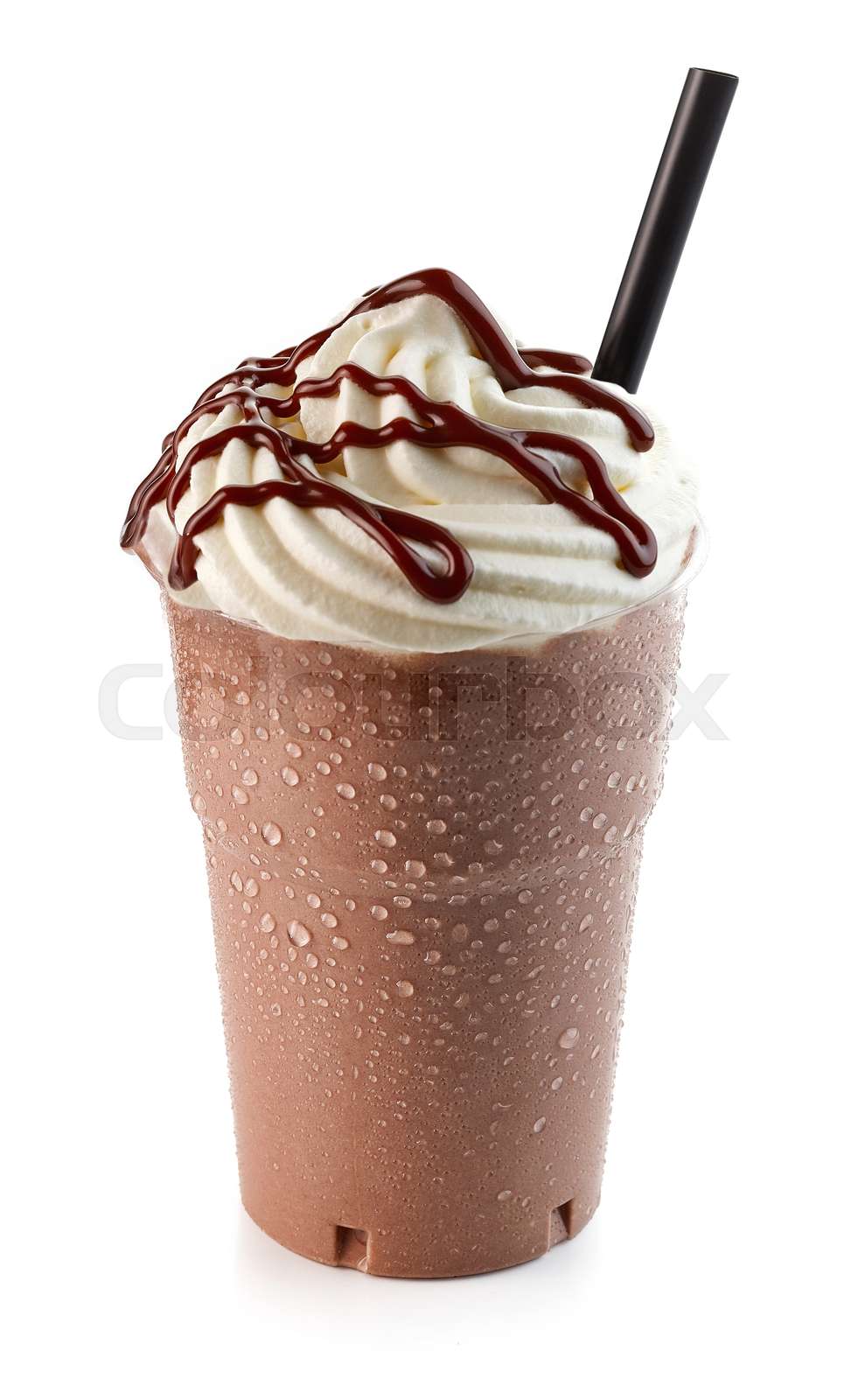 chocolate milkshake in plastic take away cup | Stock image | Colourbox