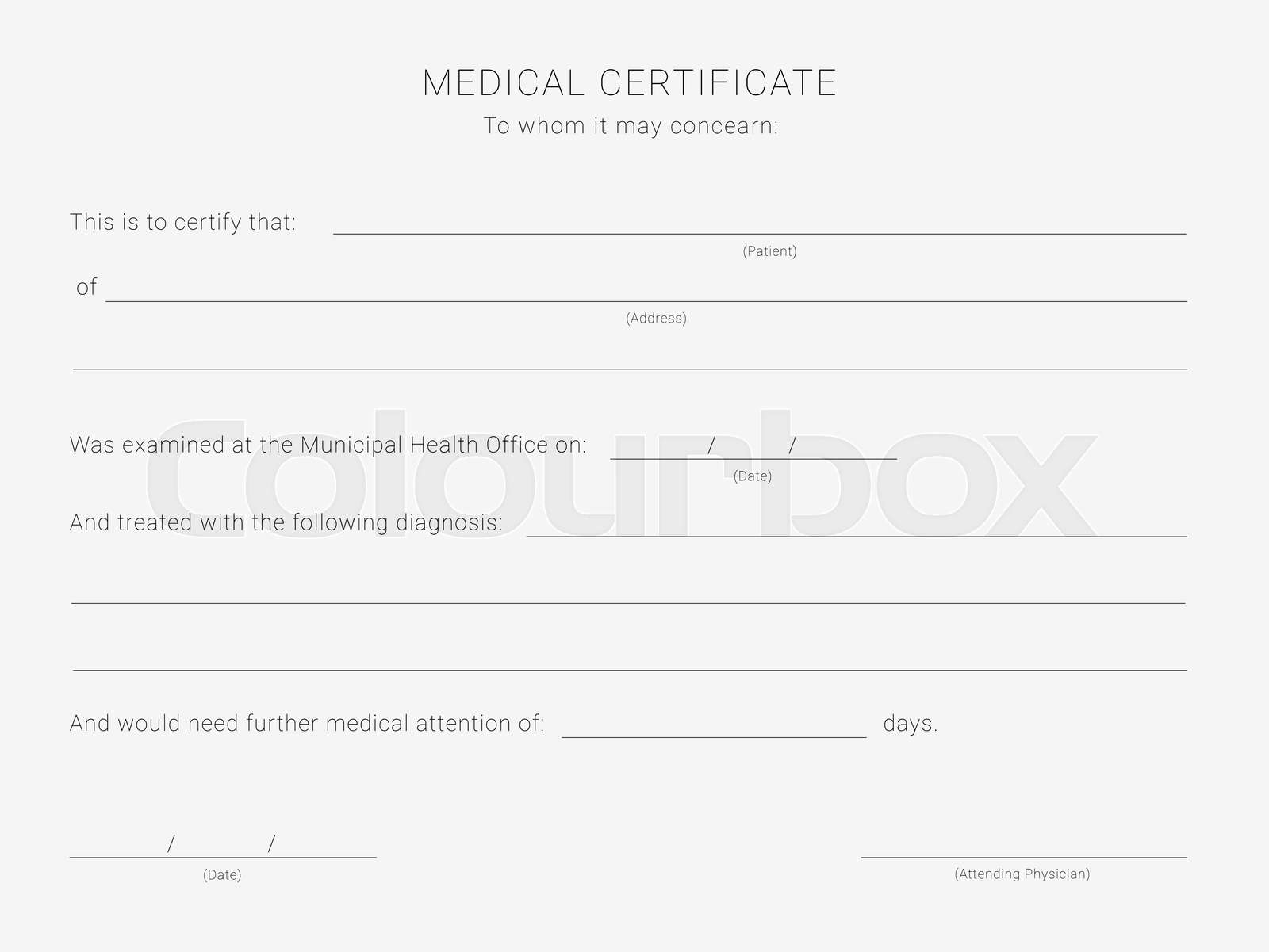 Medical Certificate Template Blank Form Of A Health Examination 