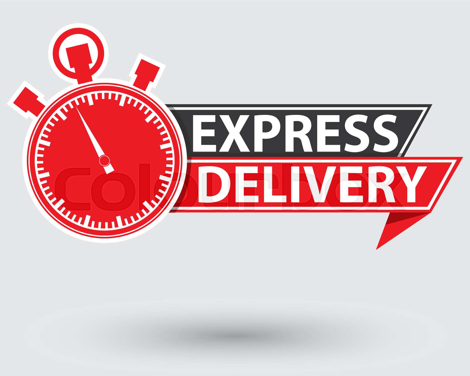 Express delivery red label, express delivery stopwatch , vector