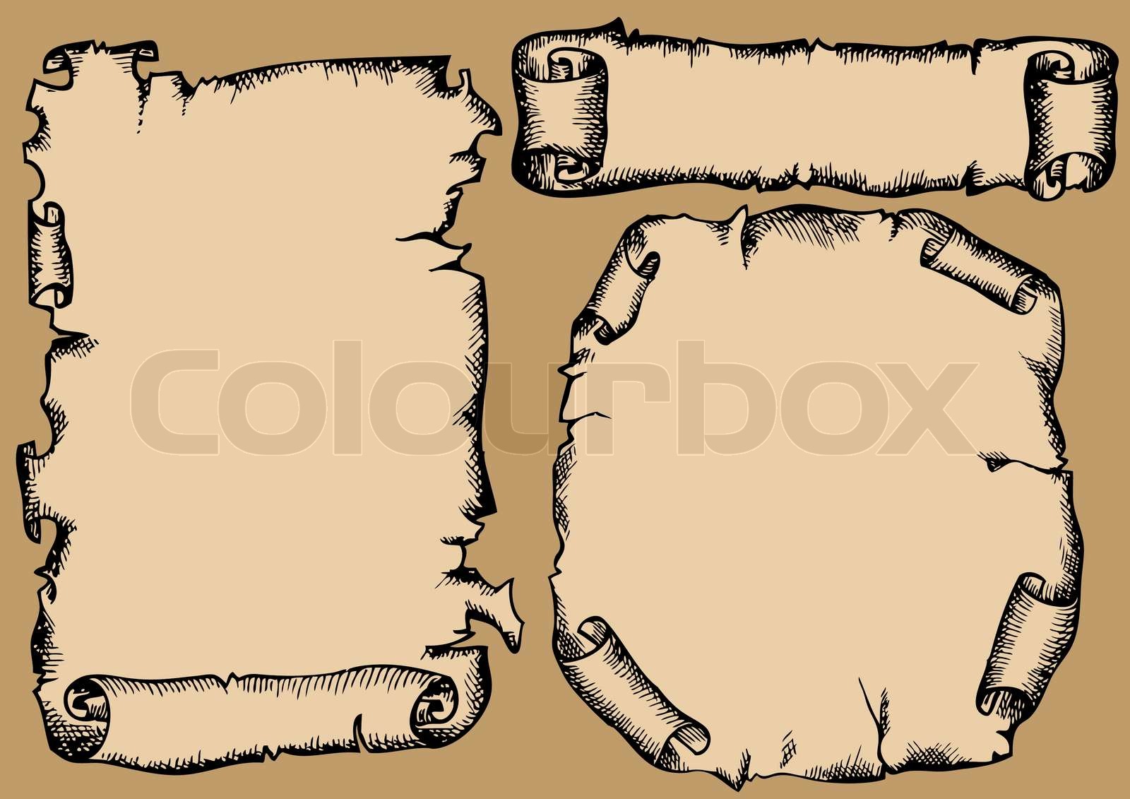 rolls of parchment set (hands drawing ) Stock vector Colourbox