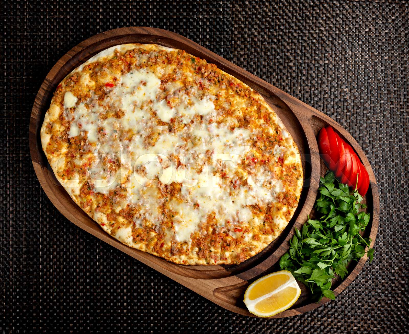 lahmajun with stuffed meat and cream cheese | Stock image | Colourbox