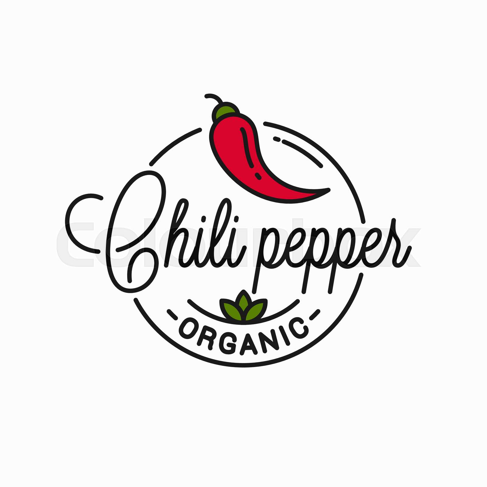 Chili pepper logo. Round linear logo of chile Stock vector Colourbox