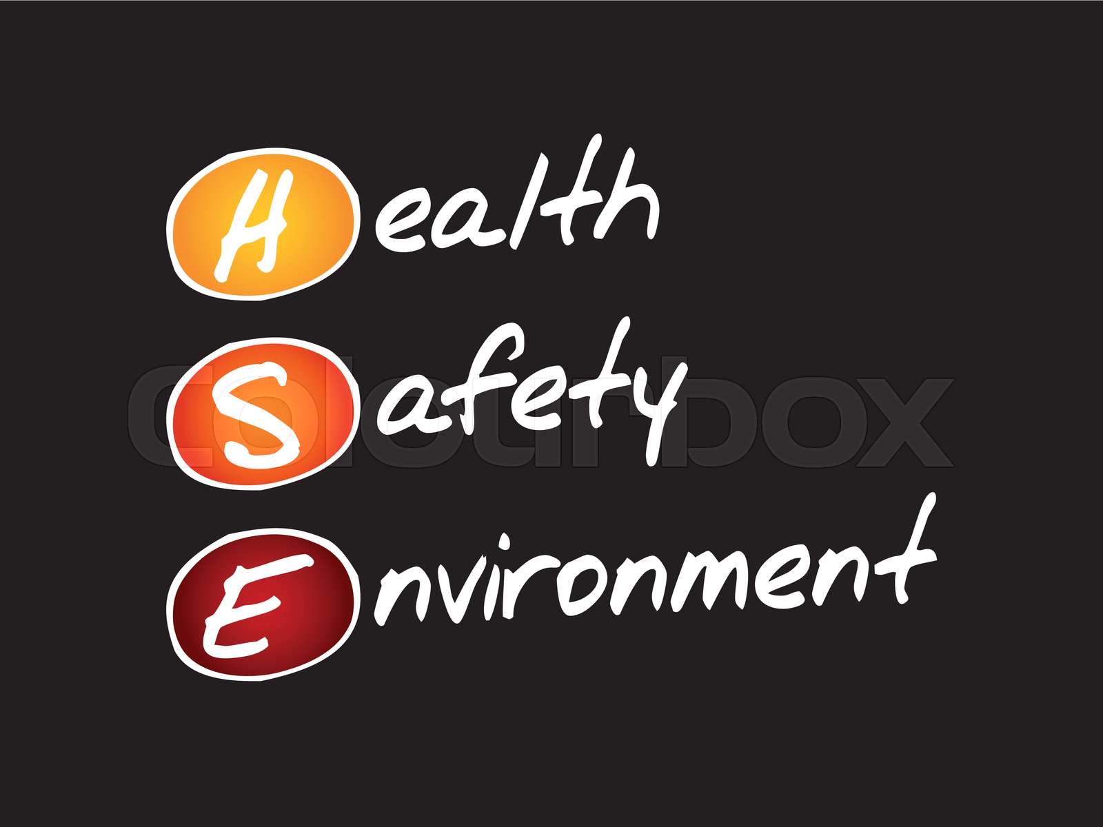 HSE Health Safety Environment, acronym Stock vector Colourbox