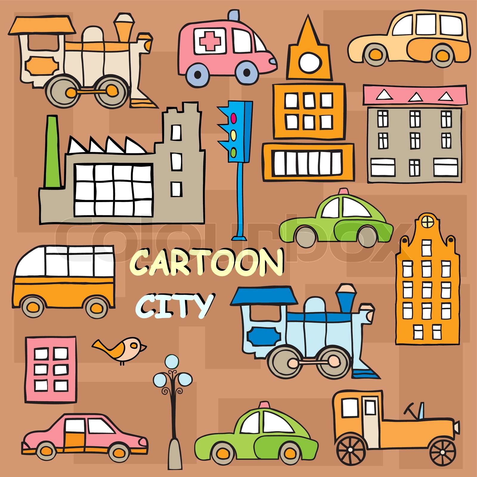 City in style cartoon | Stock vector | Colourbox