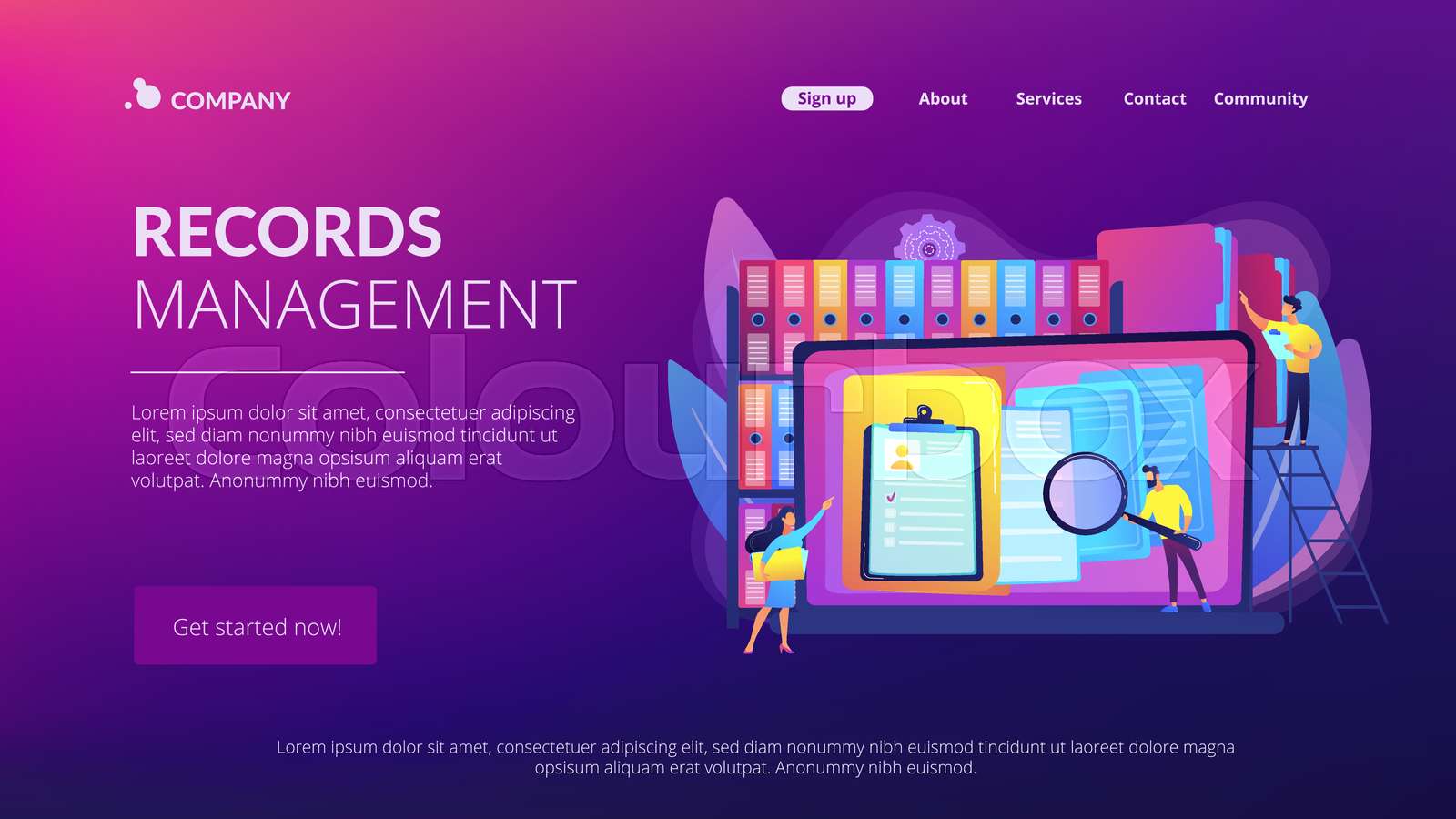 Records management concept landing page | Stock vector | Colourbox