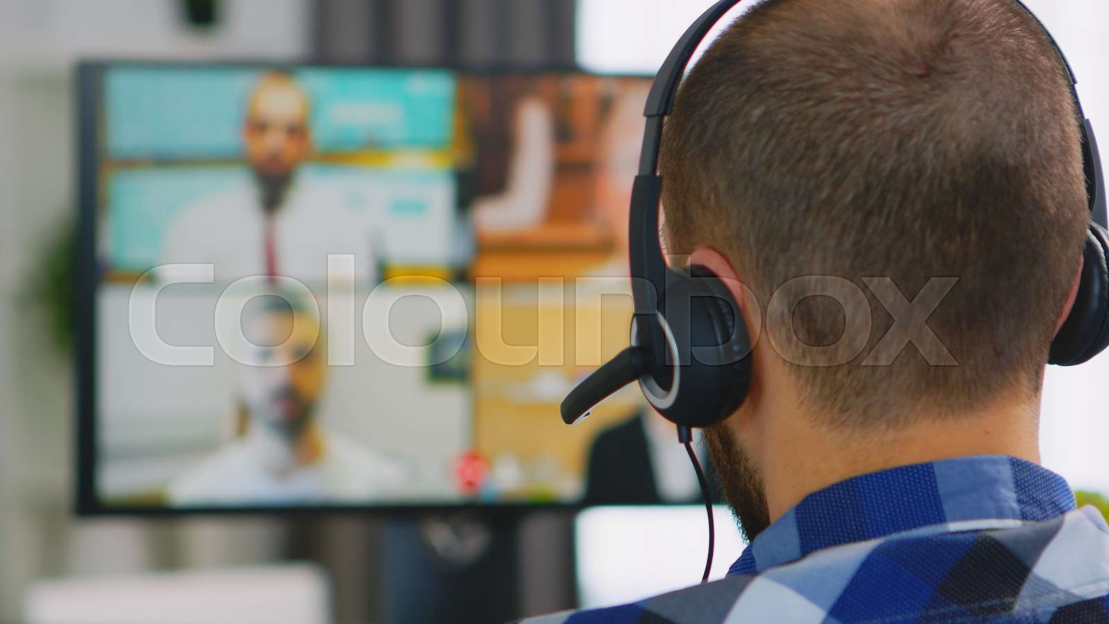 Computer video conference Stock image Colourbox