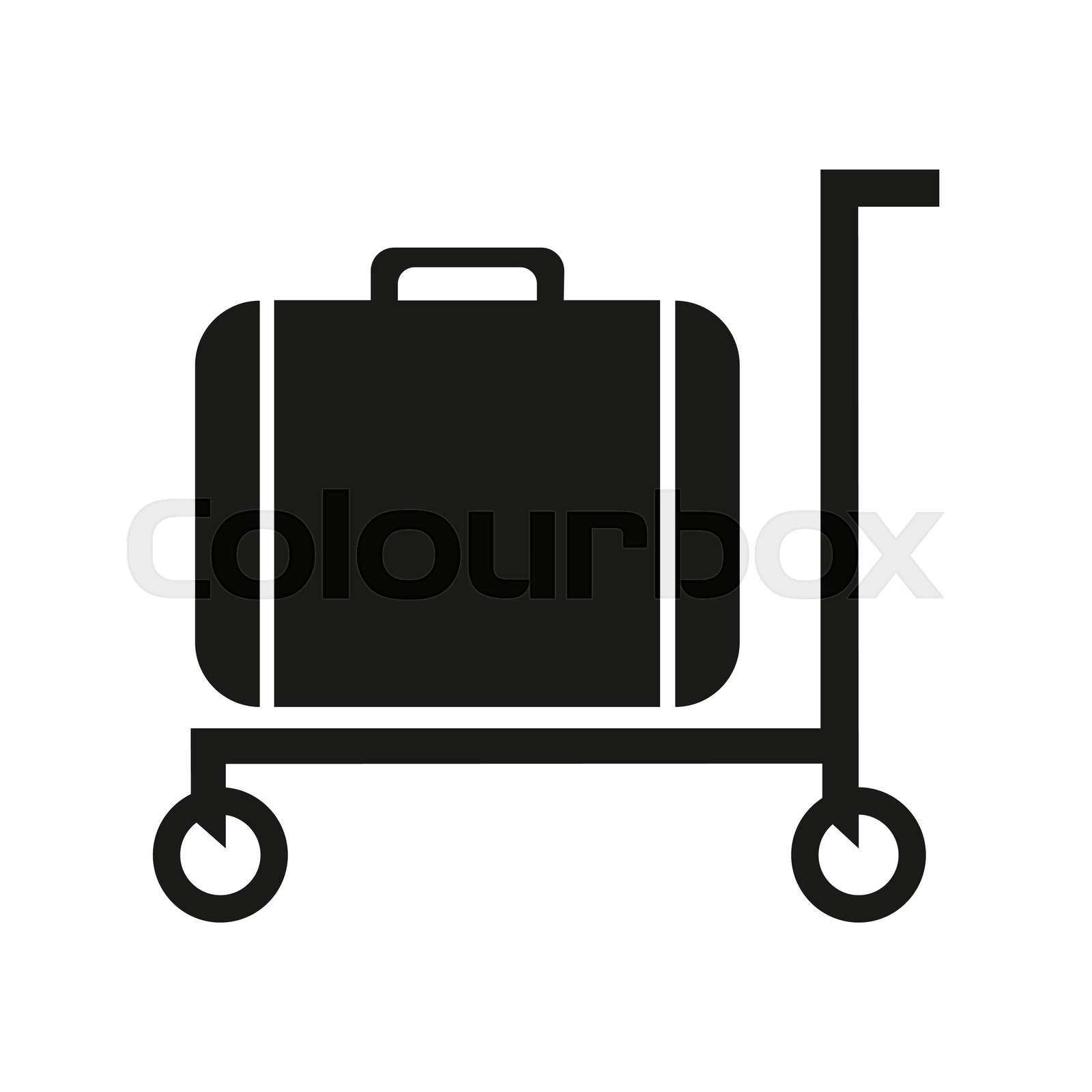 Luggage trolley solid icon. Baggage on a tray vector illustration