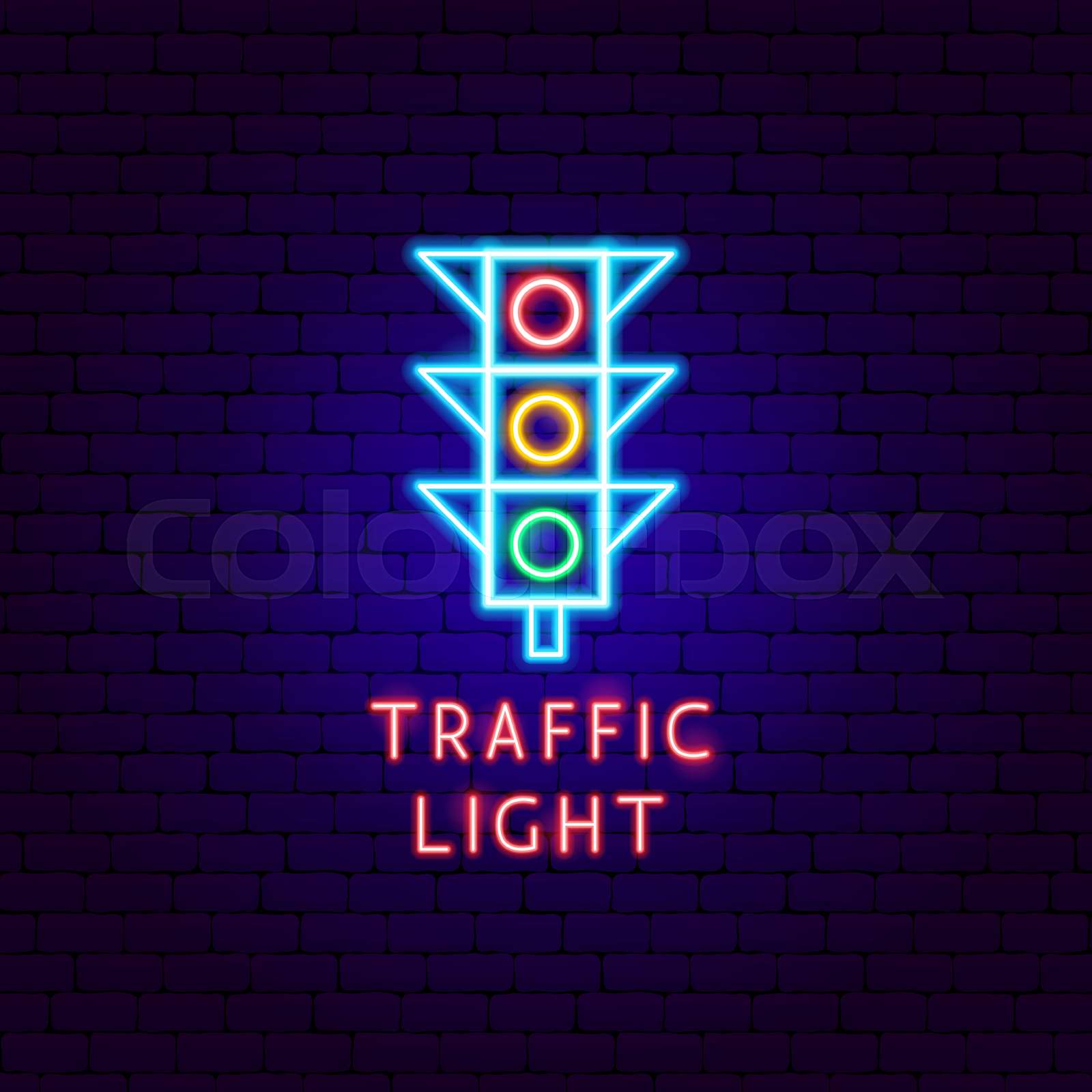 Traffic Light Neon Label Stock vector Colourbox
