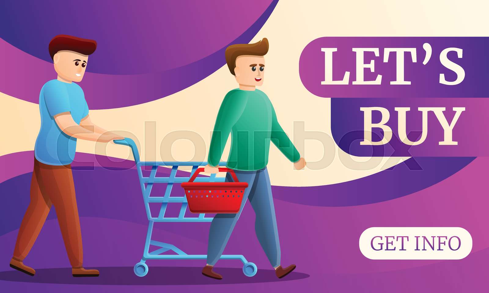 Lets buy concept banner, cartoon style | Stock vector | Colourbox