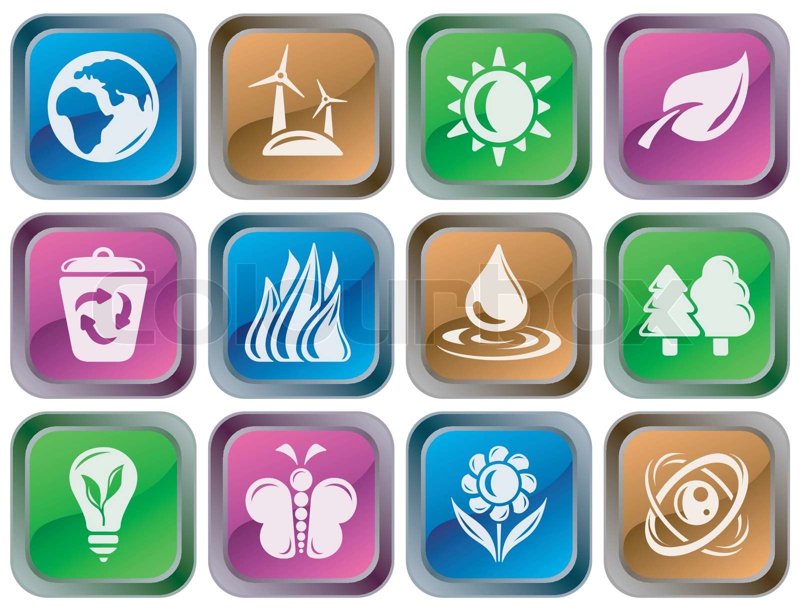 Environment button set Stock vector Colourbox