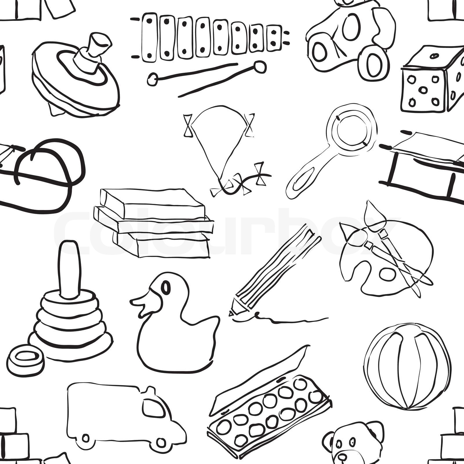 spielzeug zeichnen doodle toys seamless pattern | Stock vector | Colourbox