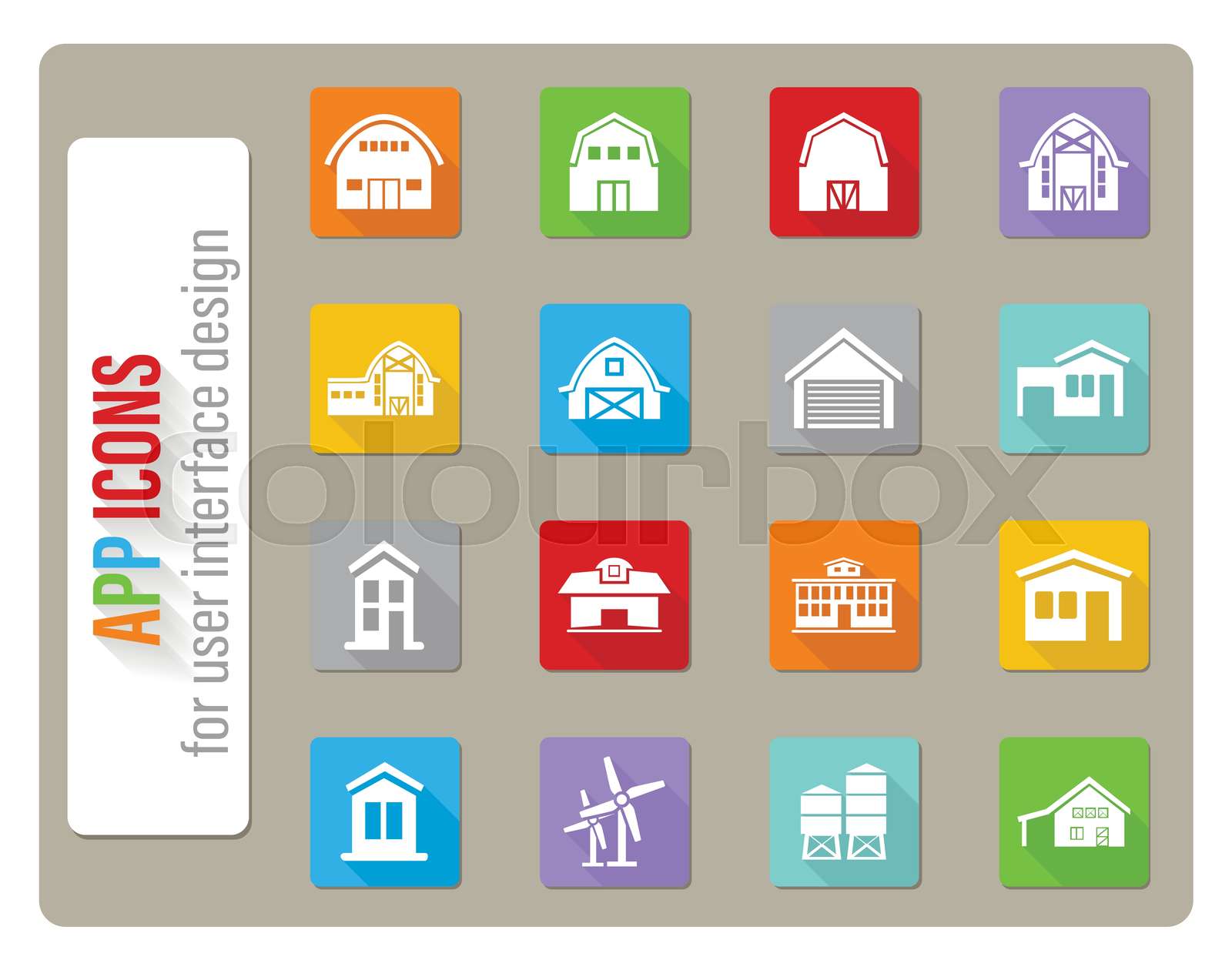 farm building icon set | Stock vector | Colourbox