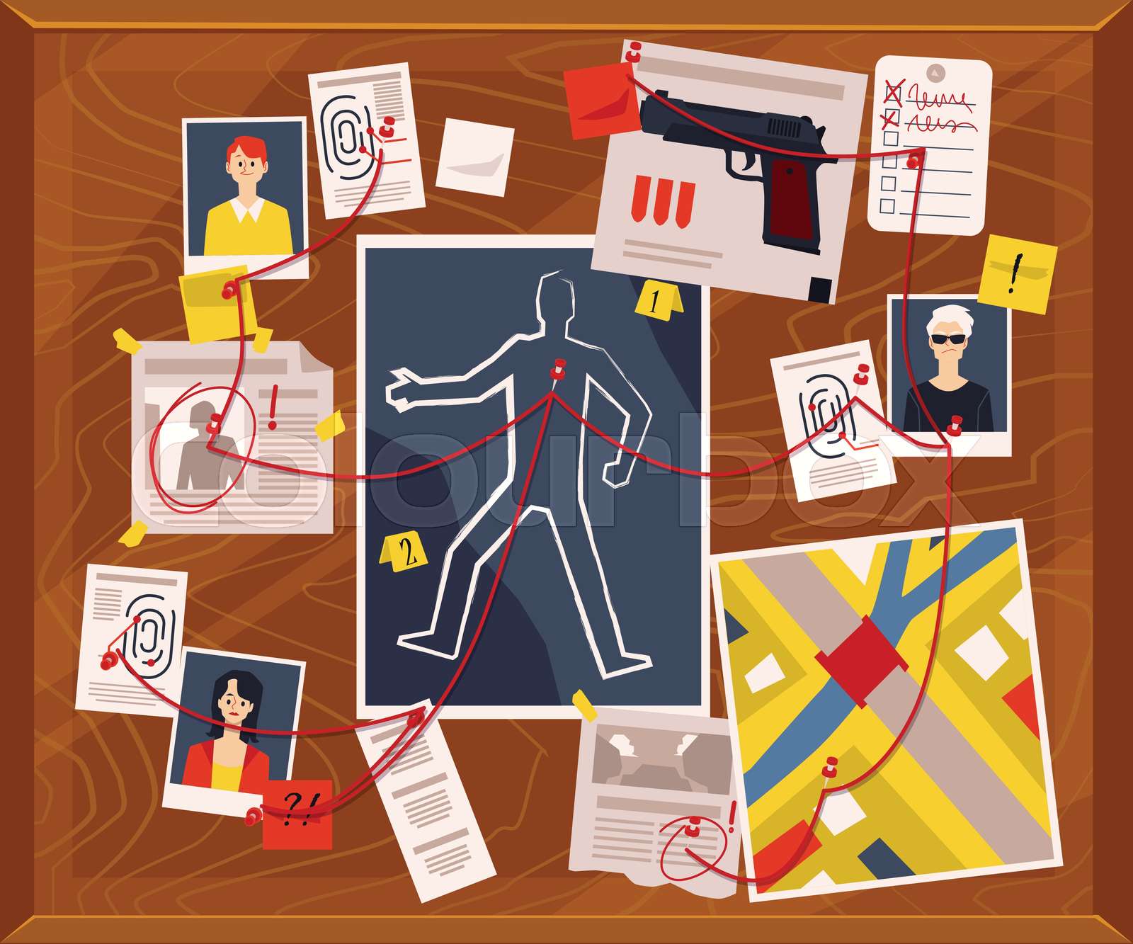 evidence-board-for-police-detective-murder-investigation-with-photos