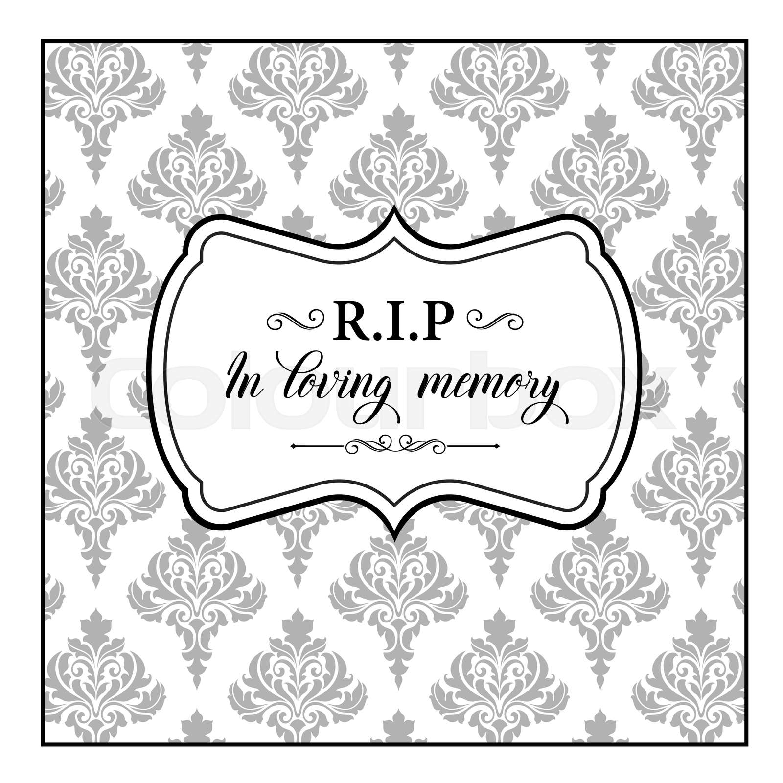 Funeral vector card, obituary memorial design | Stock vector | Colourbox
