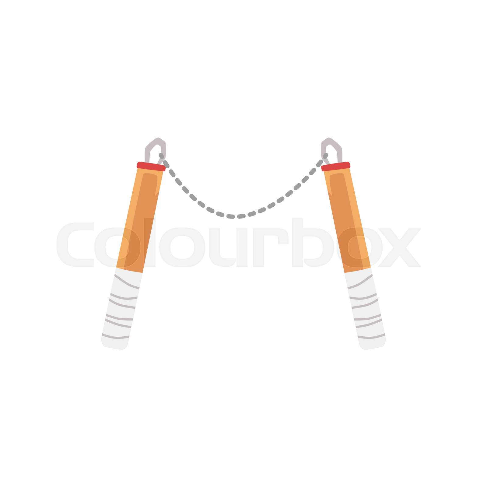 Japanese nunchaku weapon traditional two fighting sticks with chain