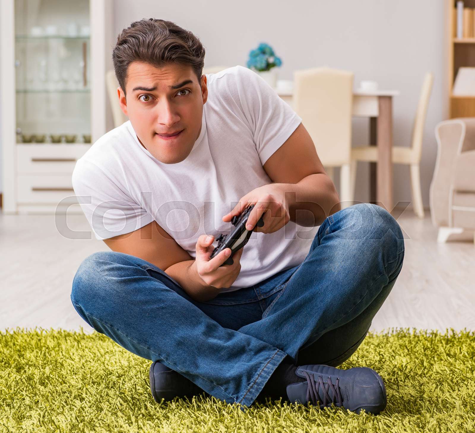 Man Addicted To Computer Games Stock Image Colourbox
