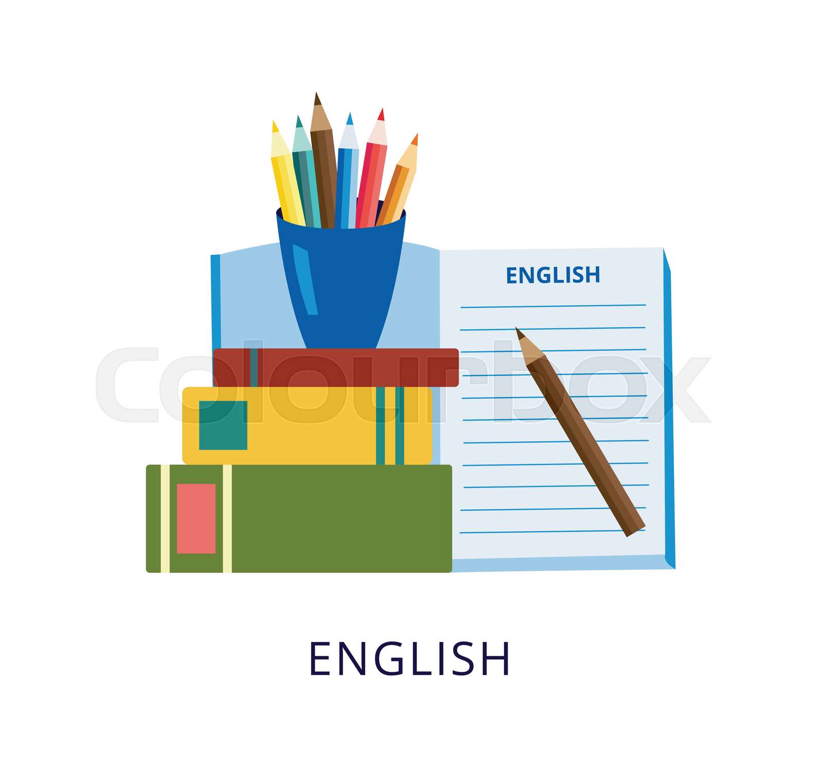 English lessons and school classes banner flat vector illustration
