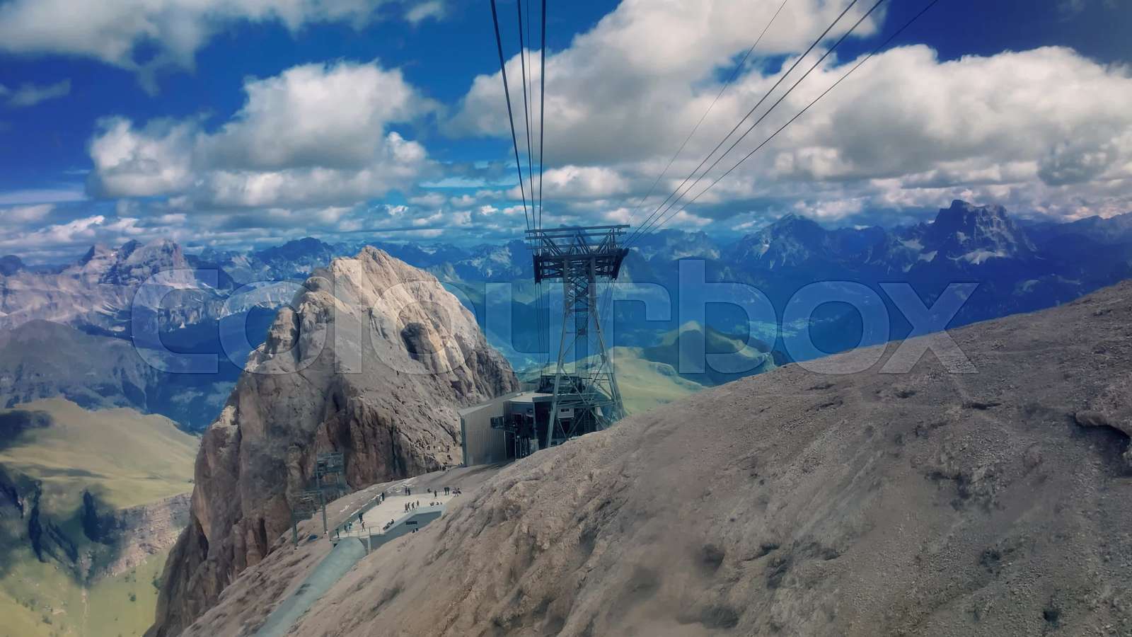 Slow Motion Of Marmolada Cable Car View In Summer Season Italian Alps slow-motion-of-marmolada-cable-car-view-in-summer-season-italian-alps