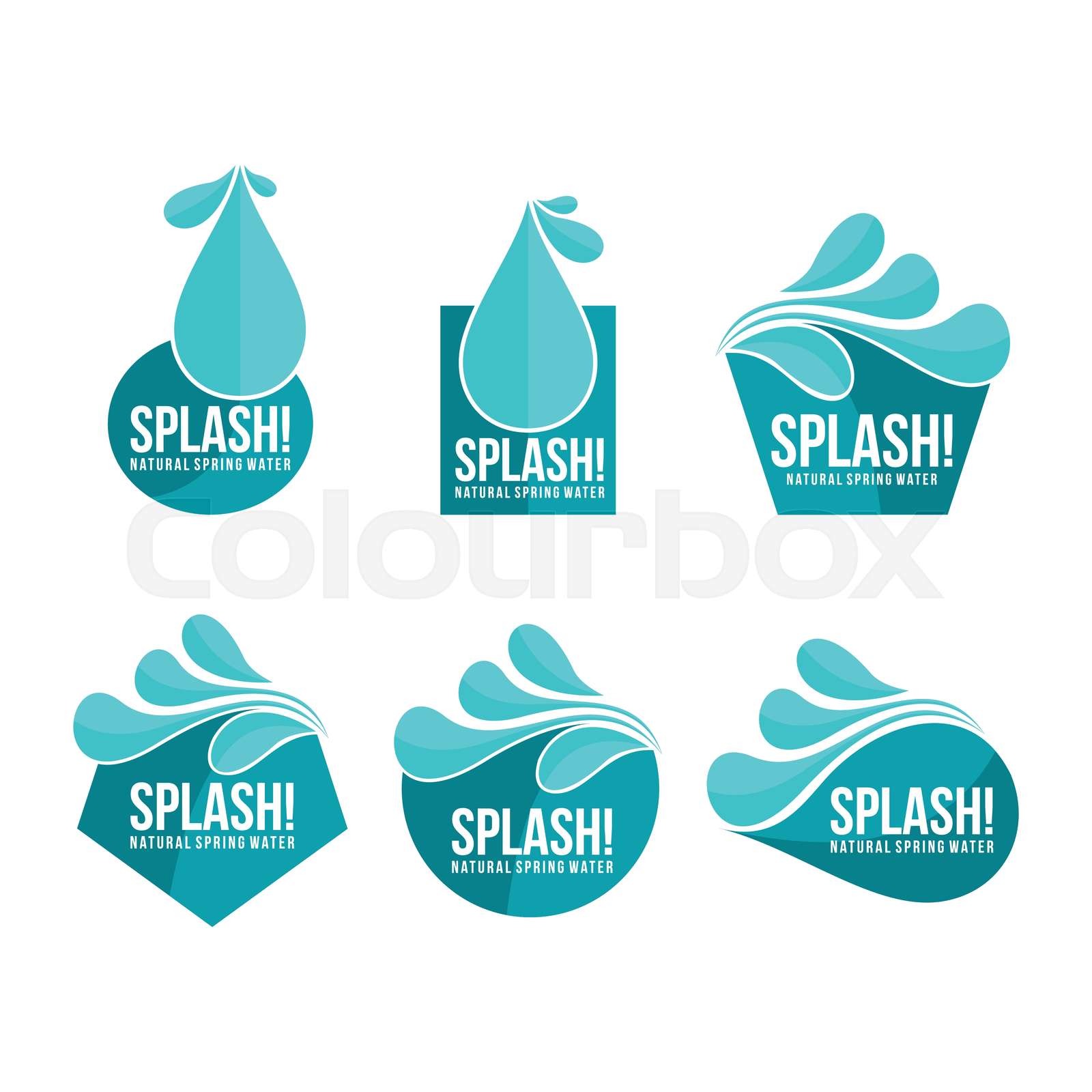 Water Drop Splash Fresh Spring Label Set | Stock vector | Colourbox