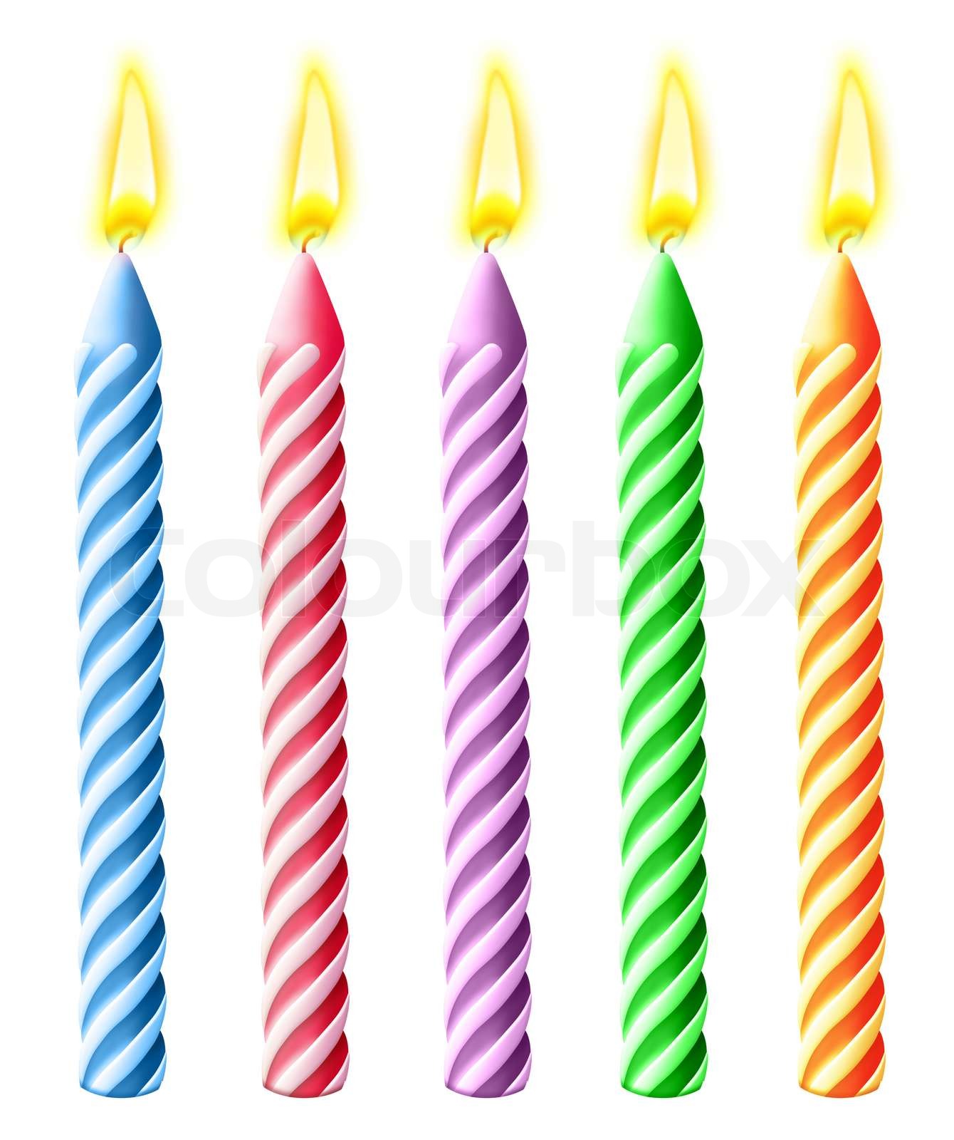 Illustrated Burning birthday Candles Stock image Colourbox
