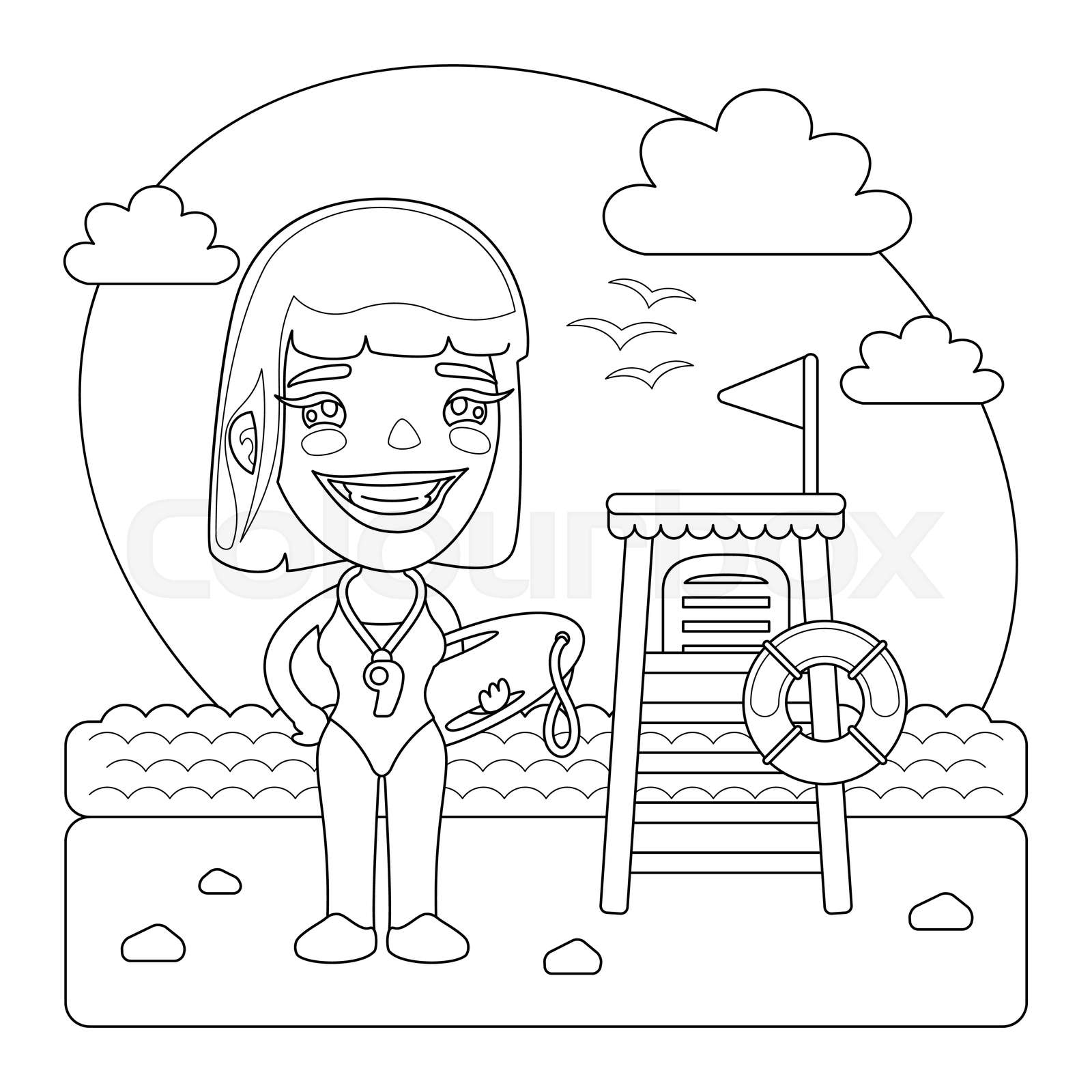 Lifeguard Coloring Page | Stock vector | Colourbox