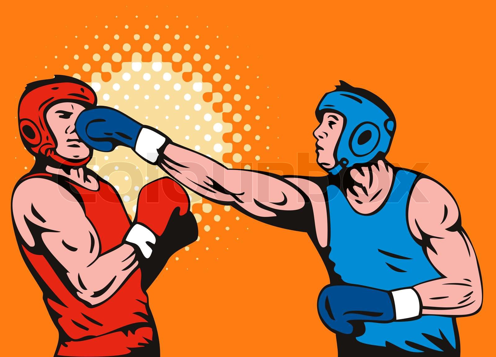boxer connecting knockout punch Stock image Colourbox
