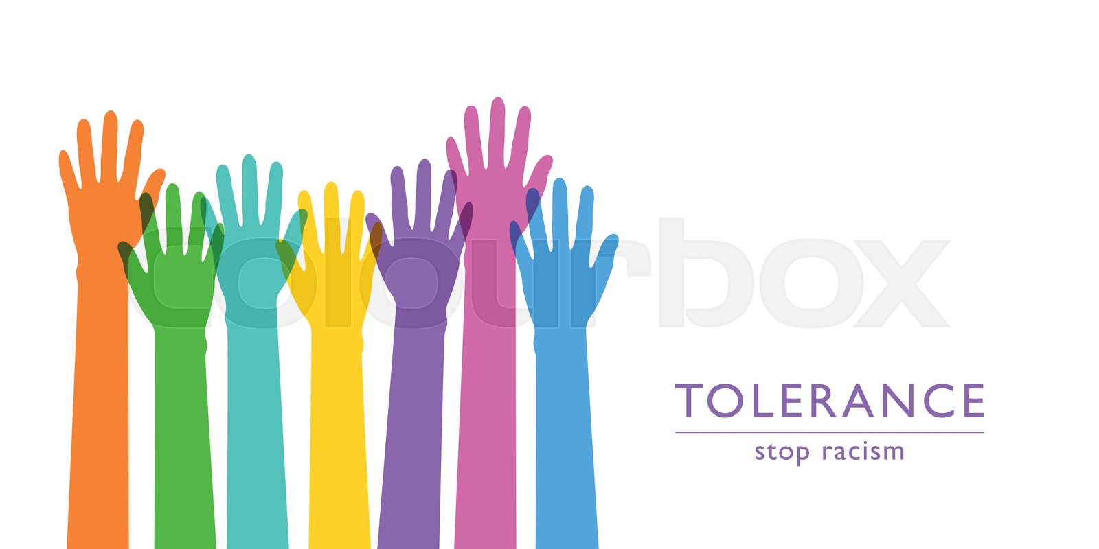 raised human hands respect and tolerance concept Stock vector Colourbox