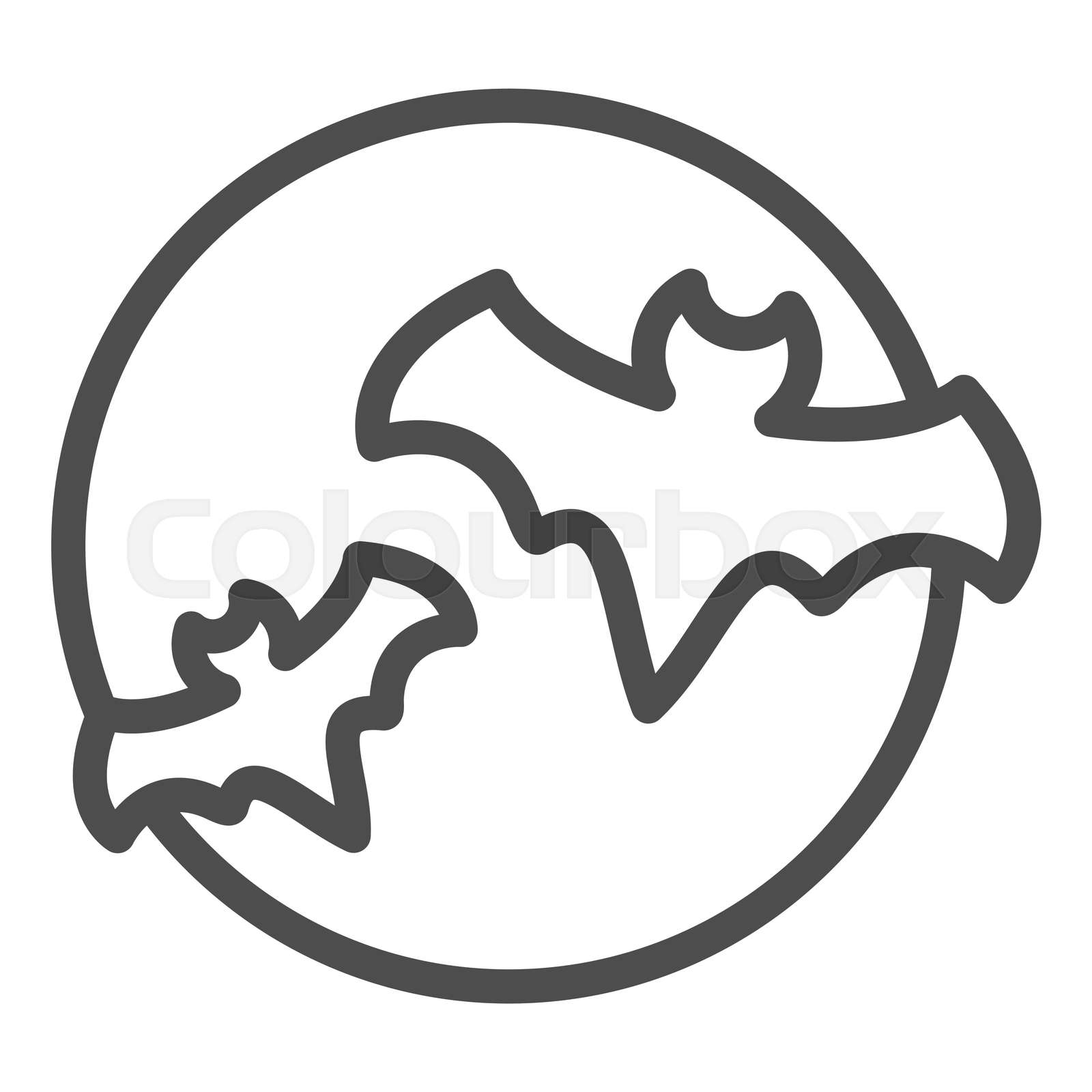 Bat with full moon clouds line icon, halloween concept, big moon and two  bats sign on white background, flittermouse flies in sky at night icon in  outline style. Vector graphics. | Stock