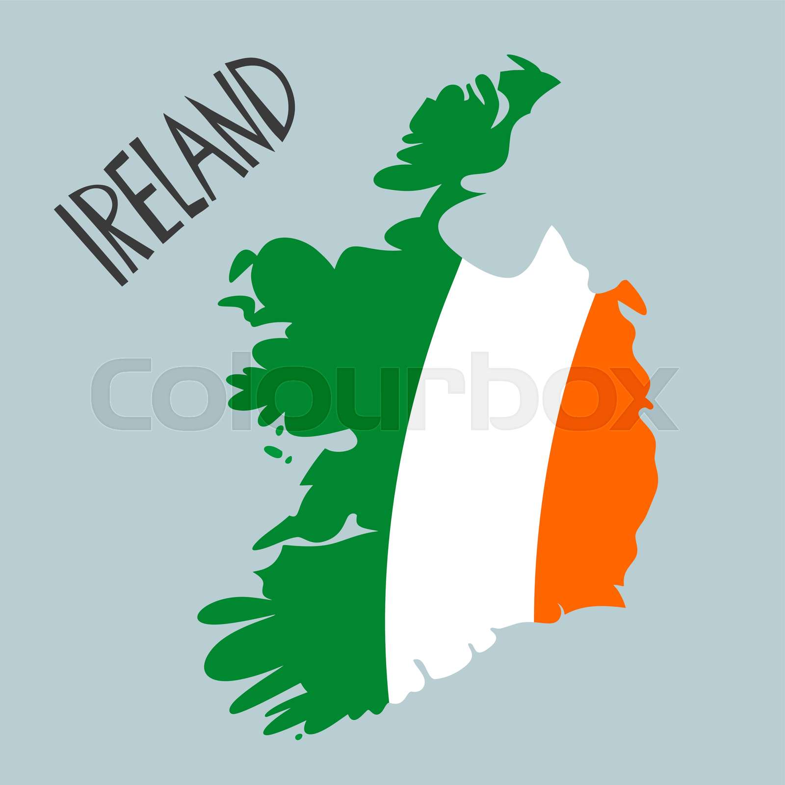 Vector hand drawn stylized map of Ireland with flag. Travel ...