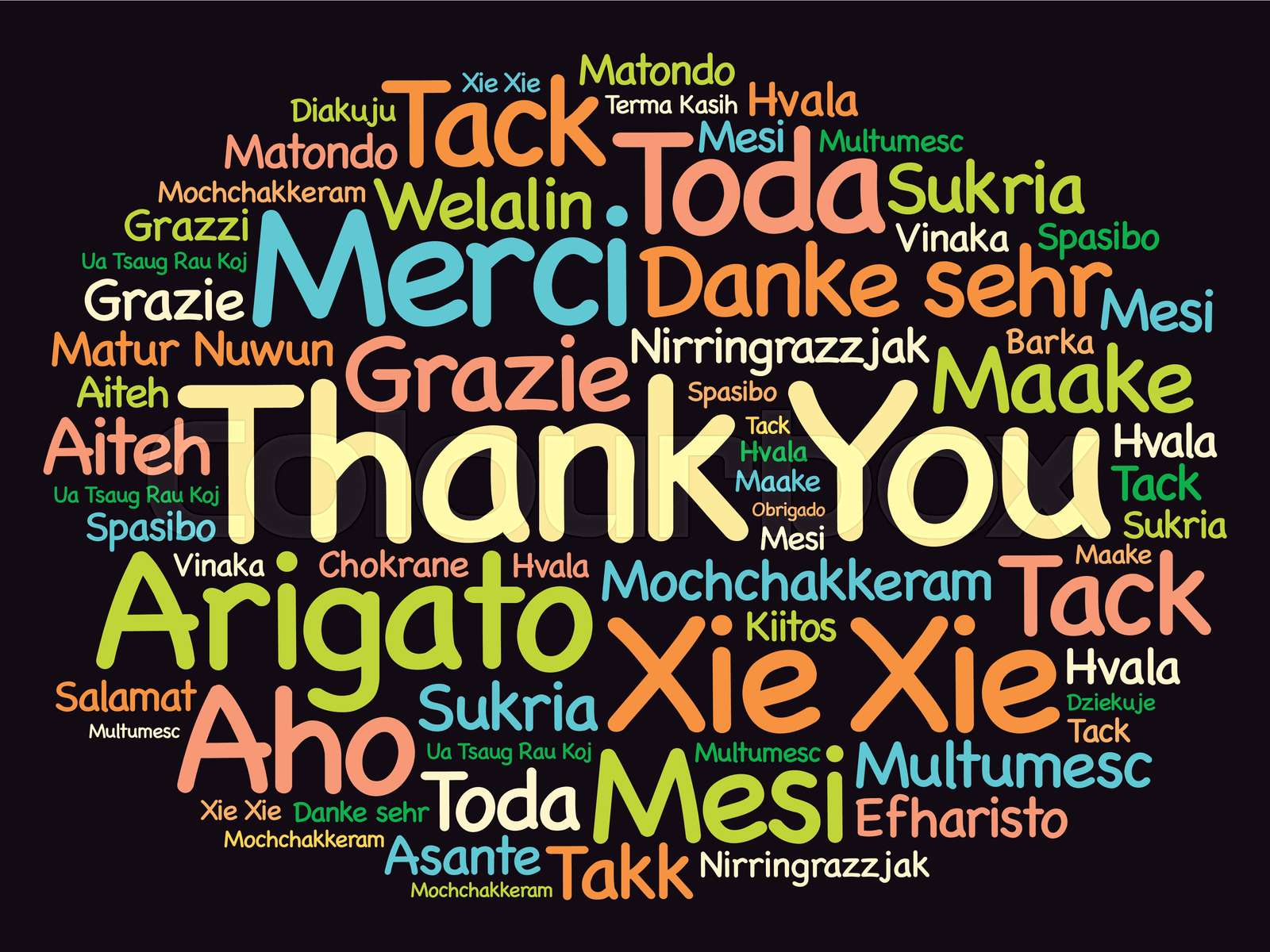 Thank You word cloud in different languages, concept Stock vector