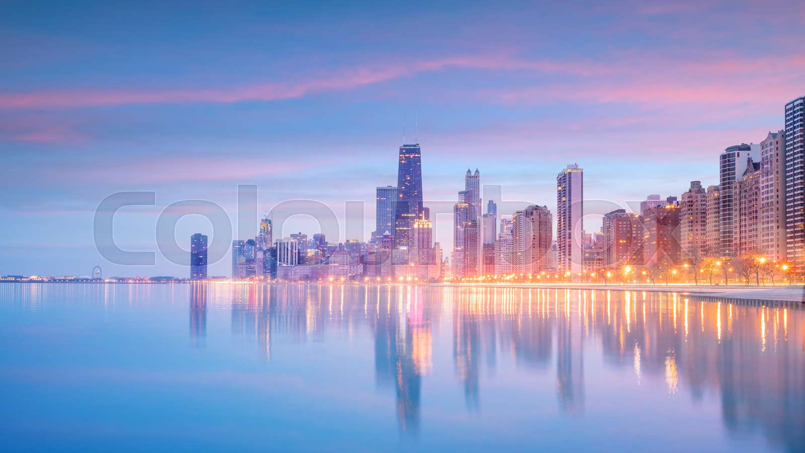 Downtown chicago skyline at sunset Illinois | Stock image | Colourbox