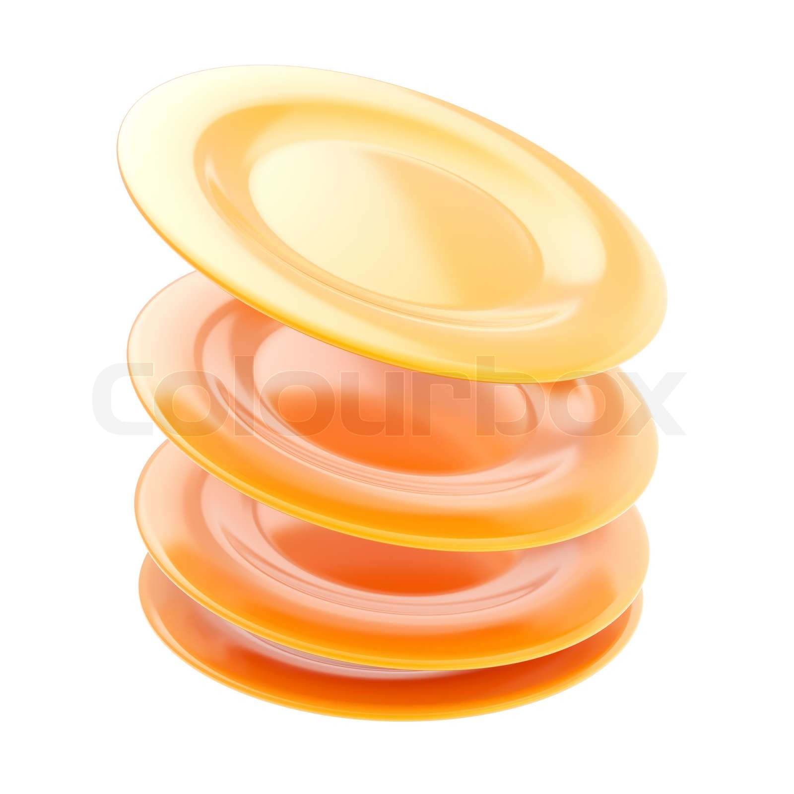 Stack of plate dishes in a motion isolated Stock image Colourbox