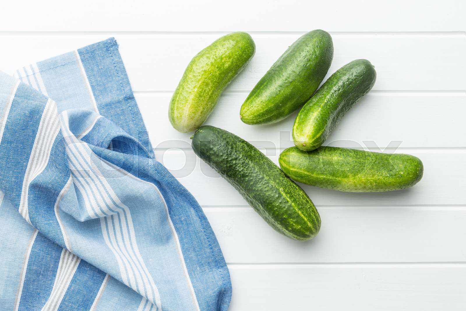 Fresh green cucumbers. Stock image Colourbox