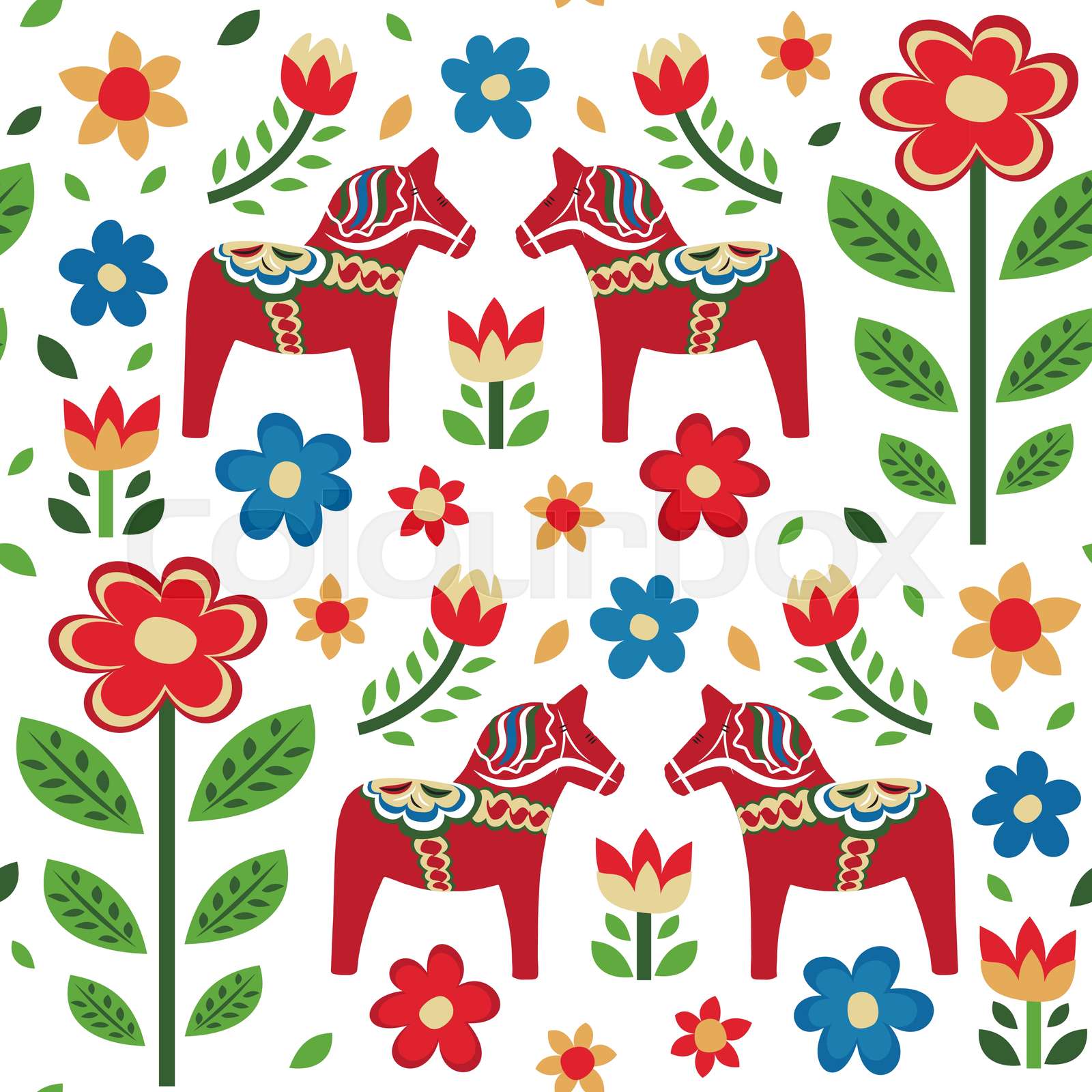 Swedish Dala horse pattern Creative texture for fabric and textile