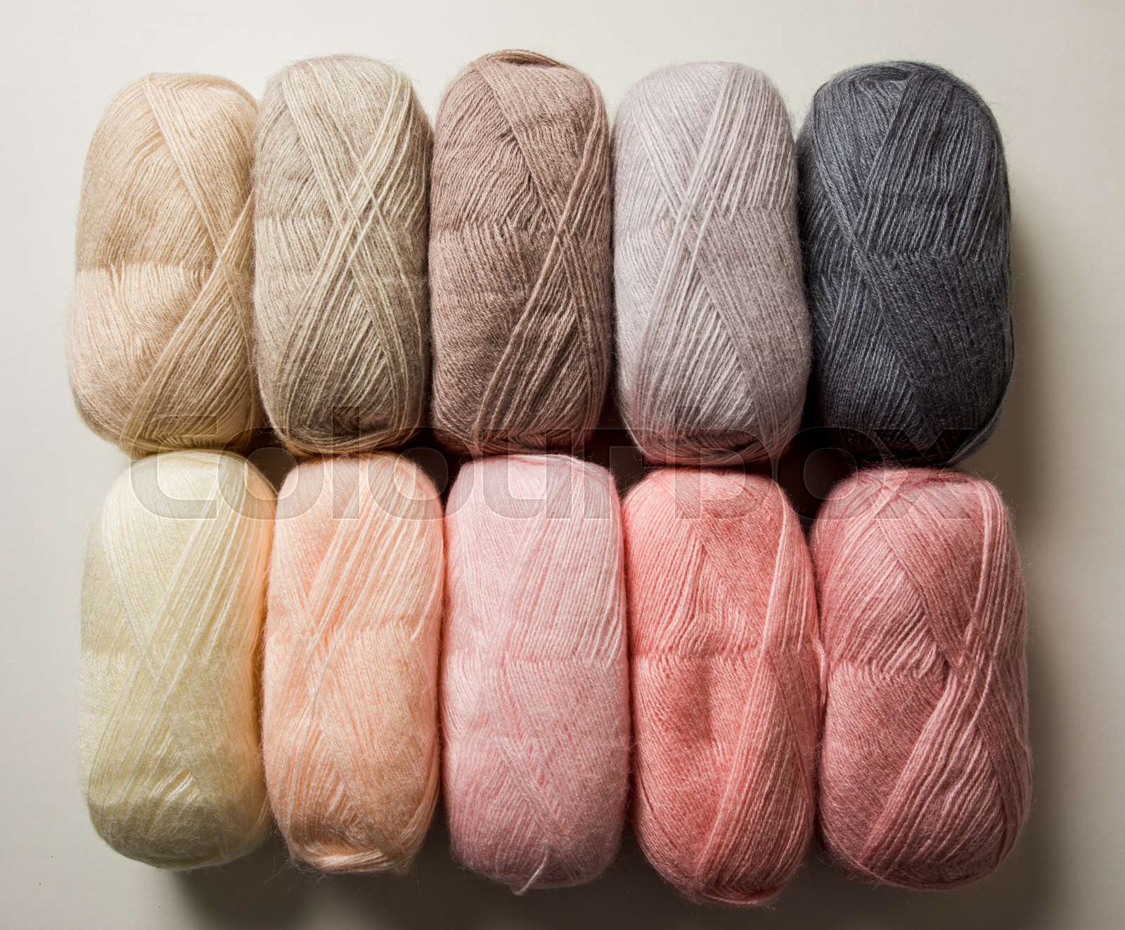 The bundles of threads in pastel colors of natural cotton Stock image