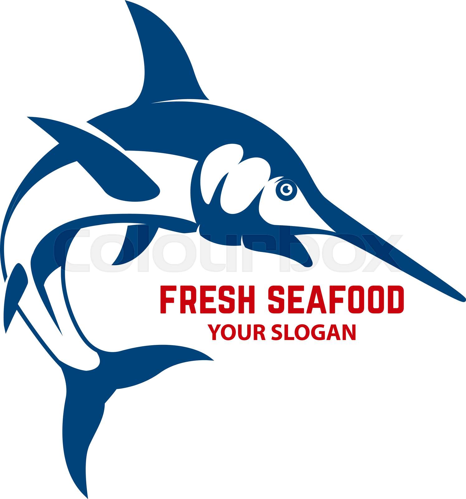 Fresh seafood. Emblem template with swordfish. Design element for logo