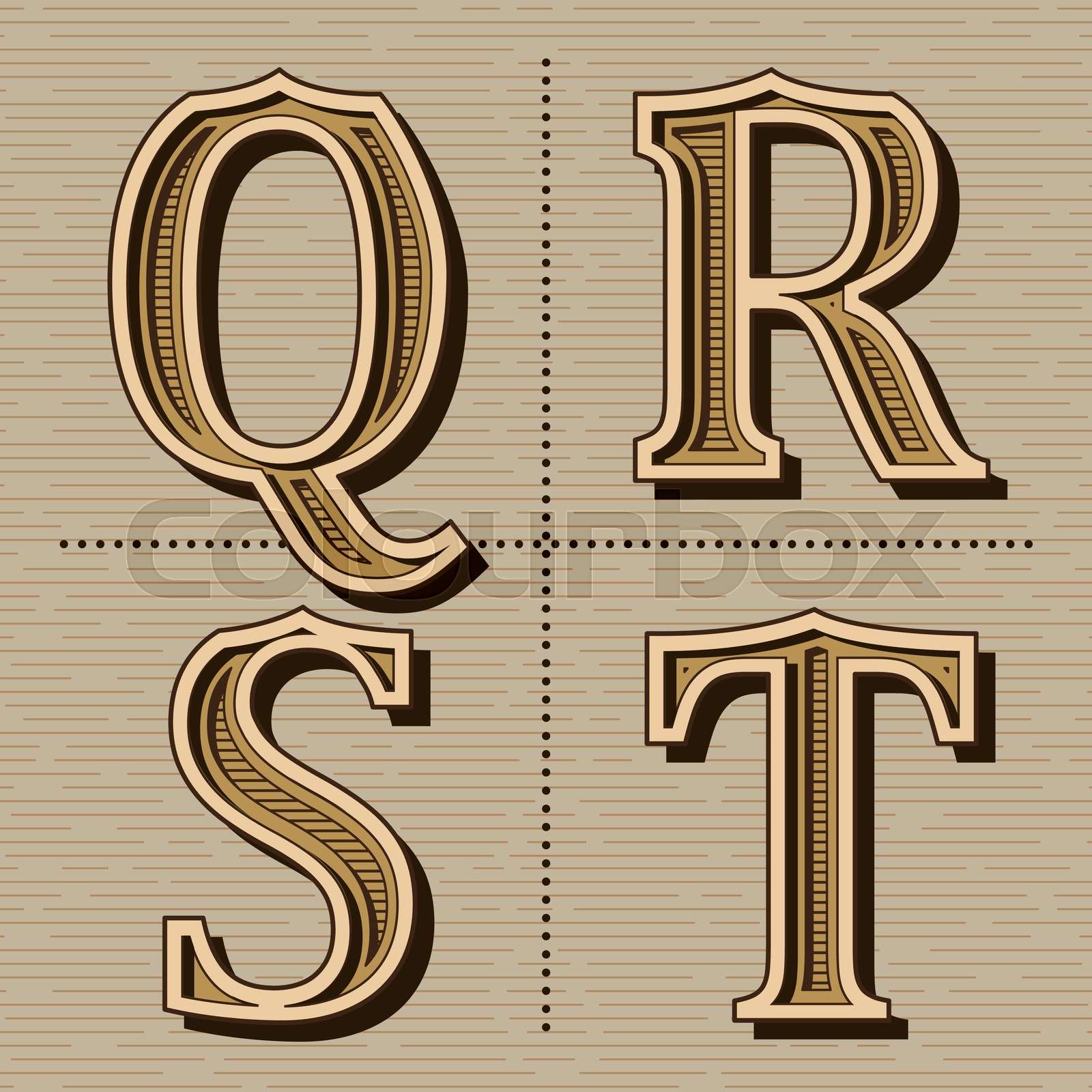 Western alphabet design letters vintage vector (q, r, s, t) | Stock ...