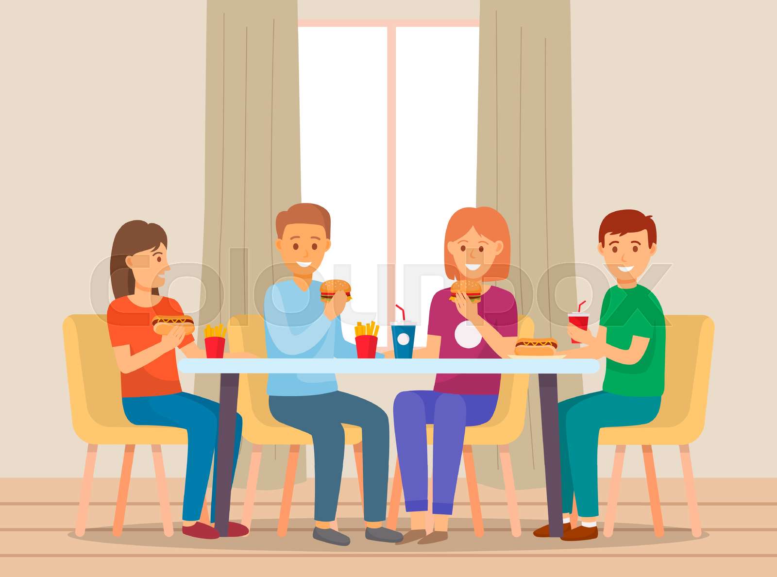 Eating Lunch With Friends Clipart