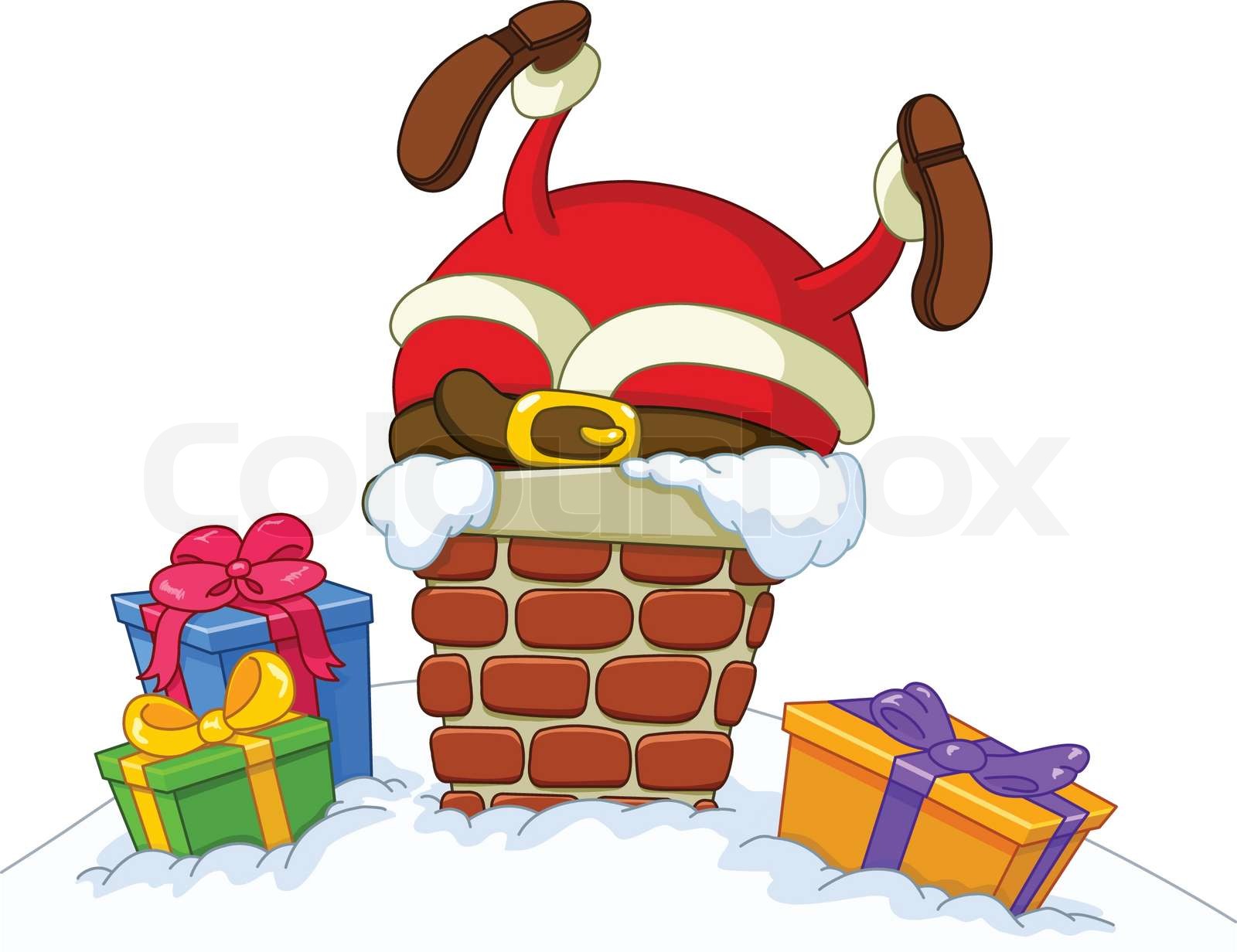 Santa Claus in einem Schornstein fest StockVektor Colourbox