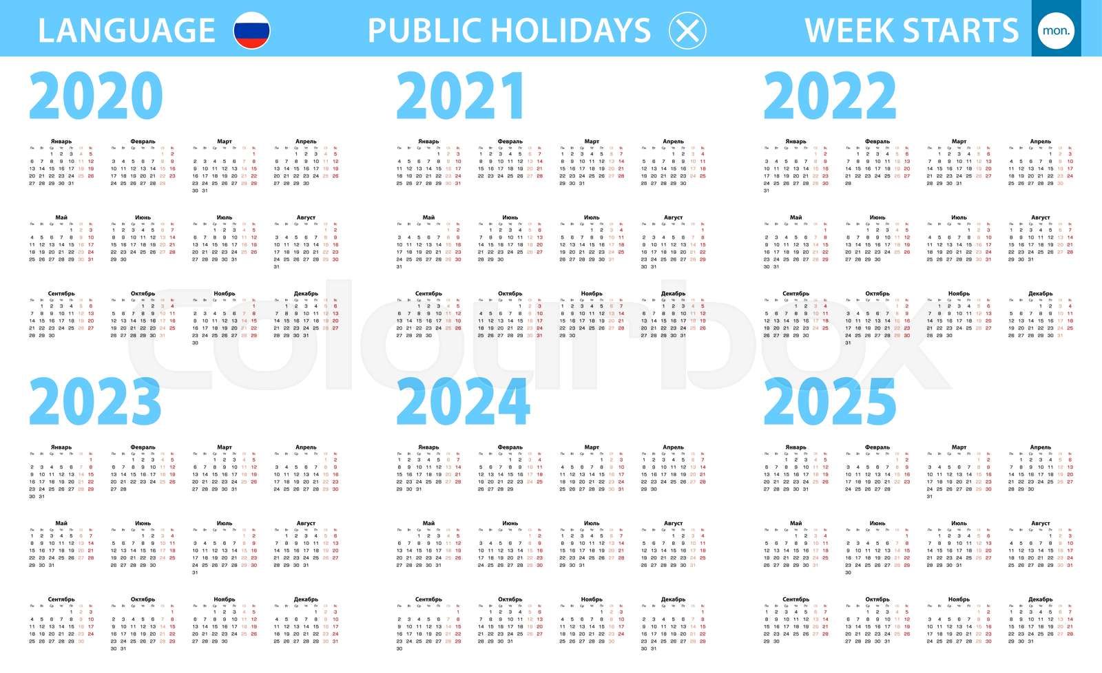 Rusia 2023 calendar
