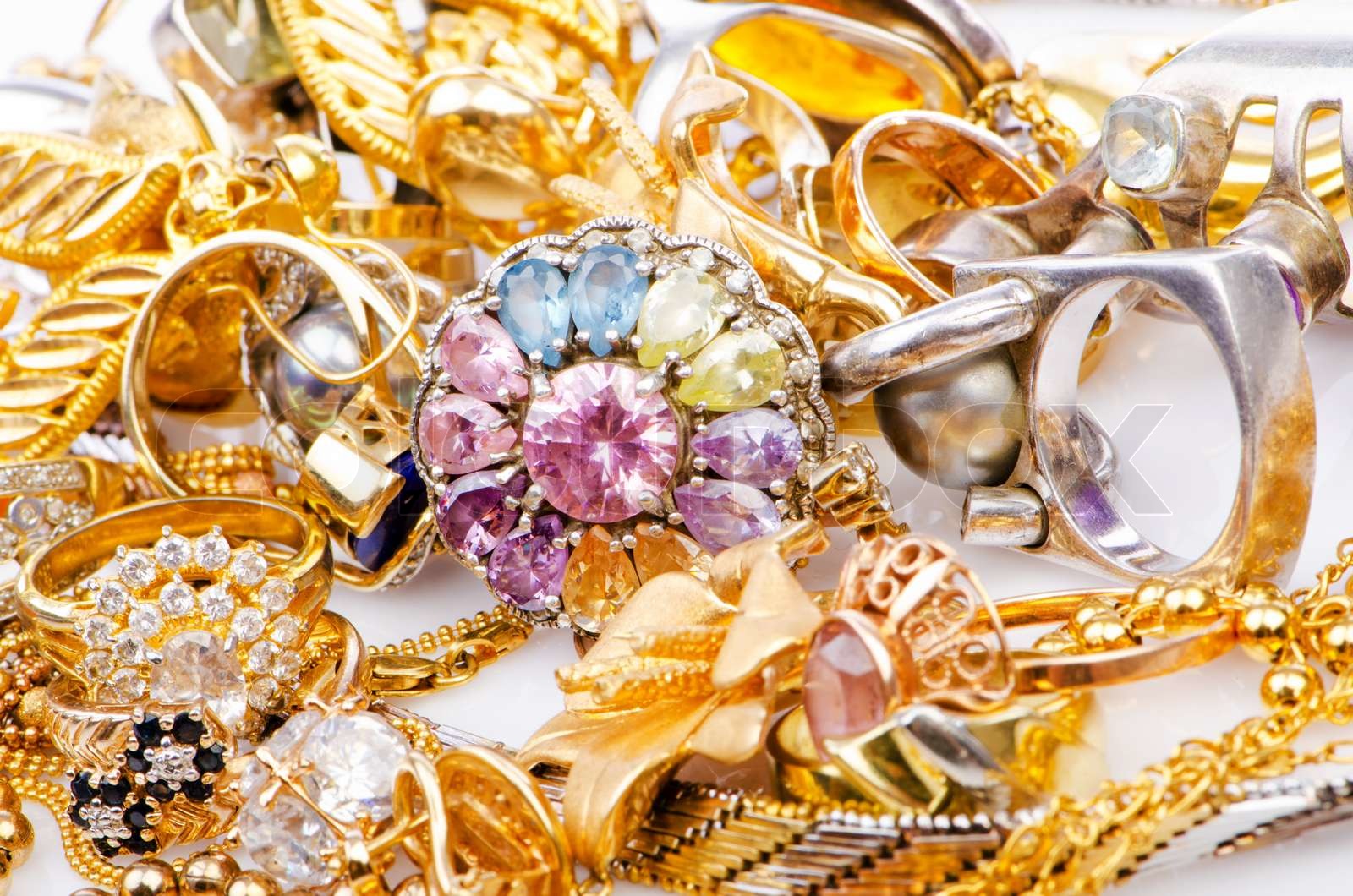 Large collection of gold jewellery | Stock image | Colourbox