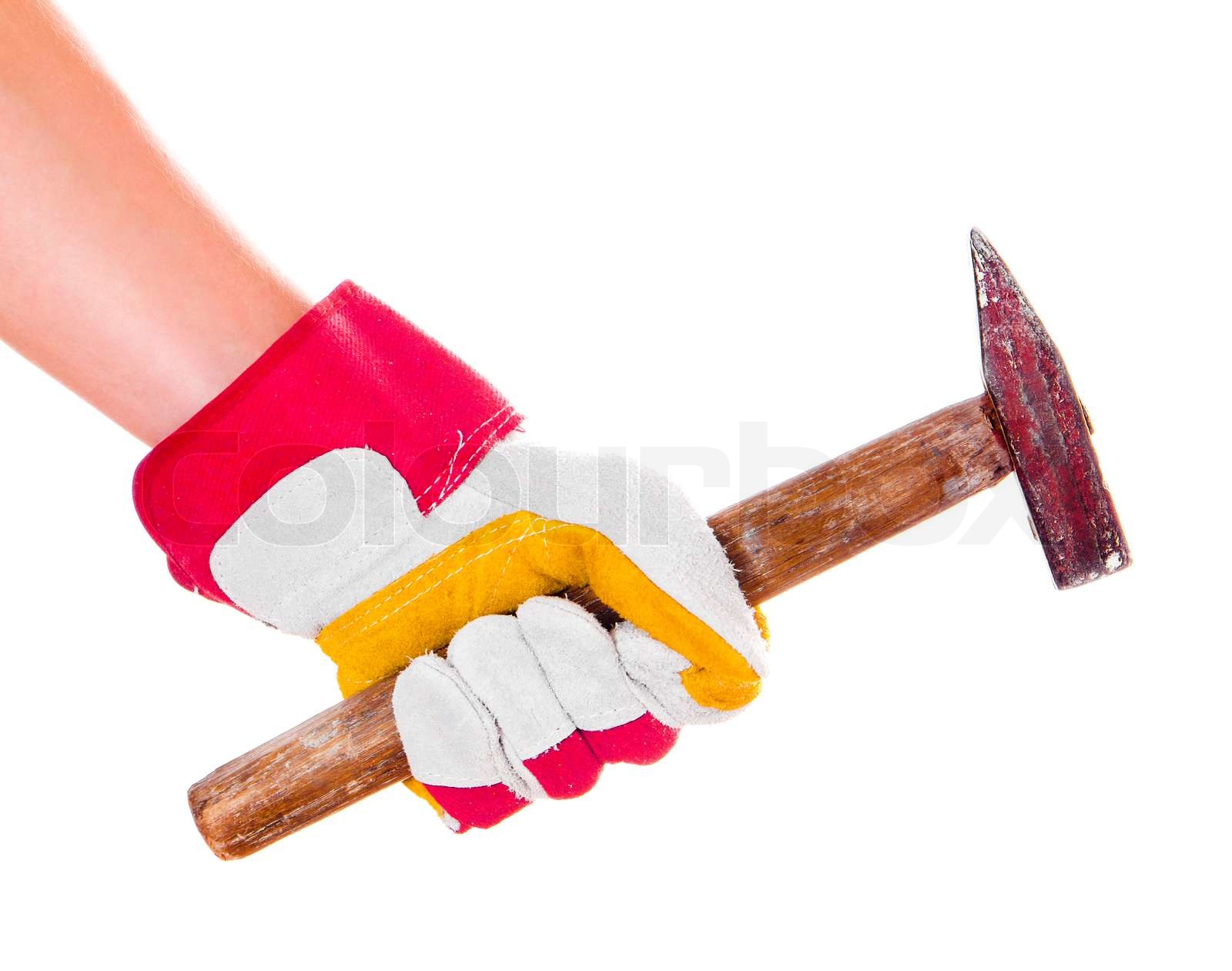 Hand in Hand mit hammer | Stock Bild | Colourbox