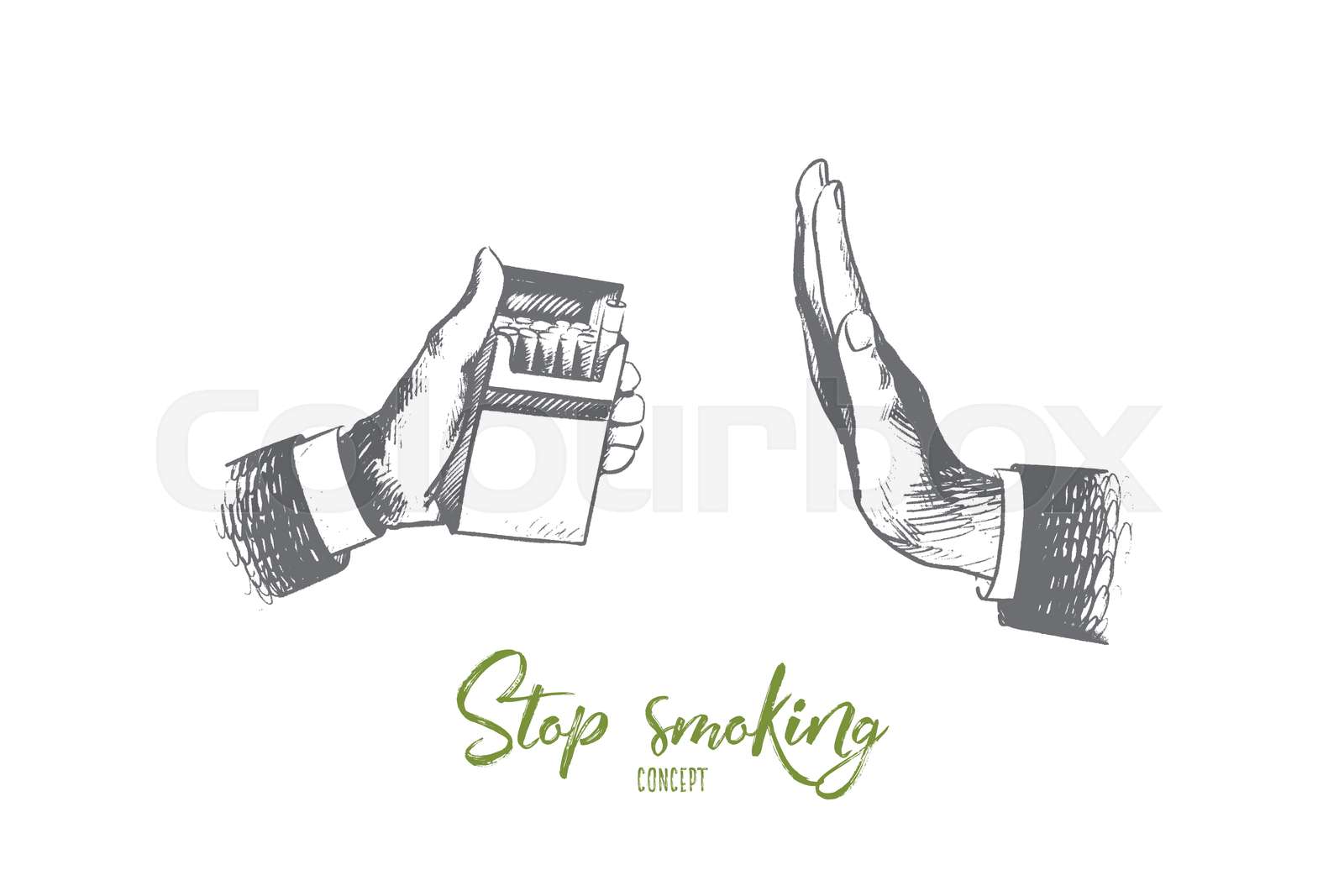 Stop Smoking Concept Hand Drawn Isolated Vector Stock Vector