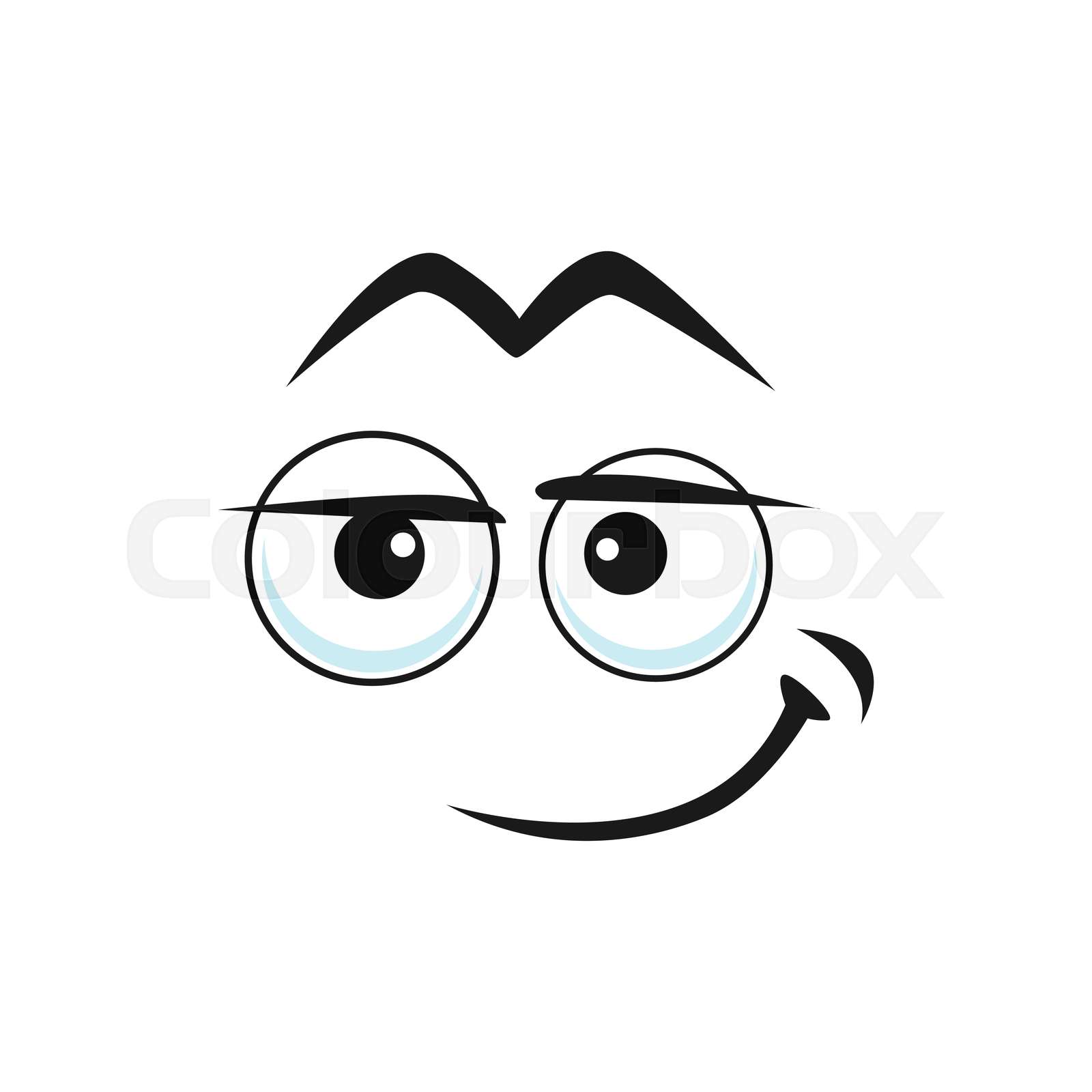Happy confident emoticon with aside smile isolated Stock vector