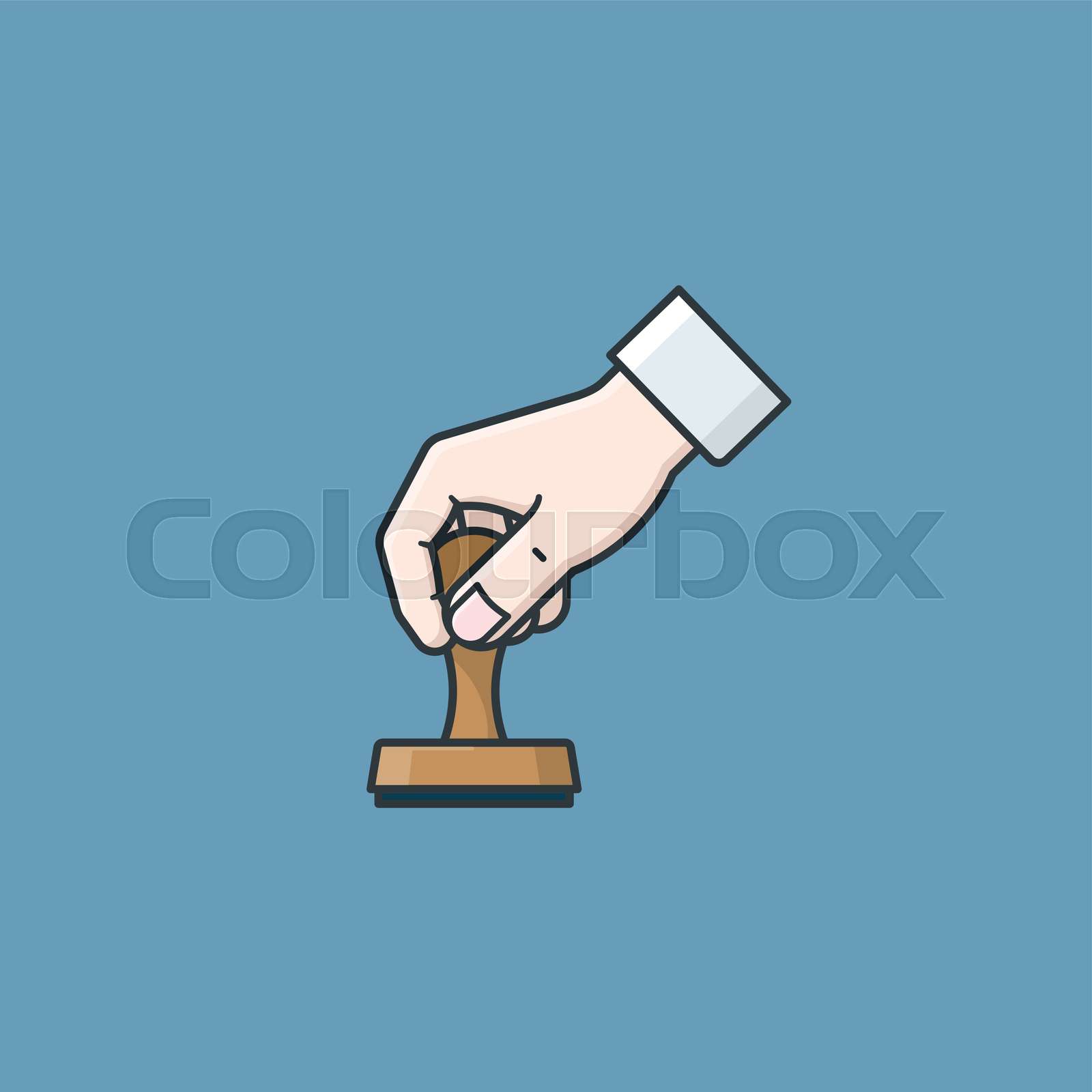 Hand with rubber stamp vector illustration | Stock vector | Colourbox