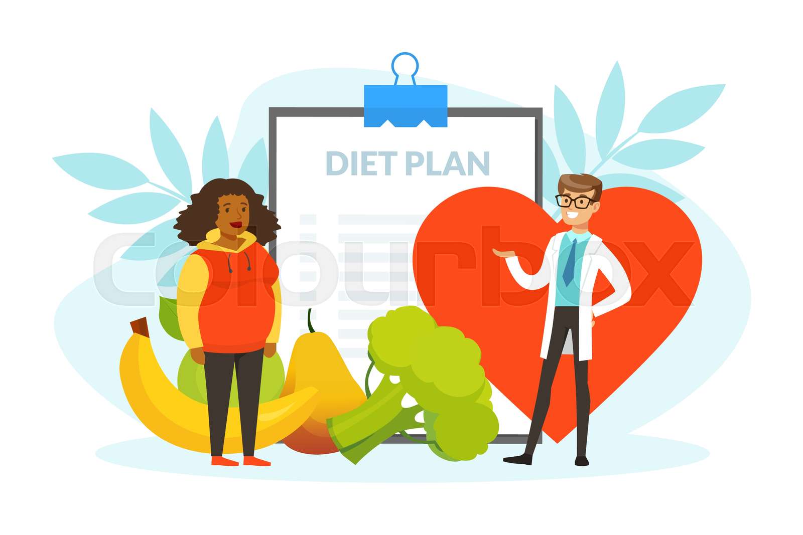 Healthy Male Nutritionist Doctor Consulting Overweight Woman, Diet Plan ...