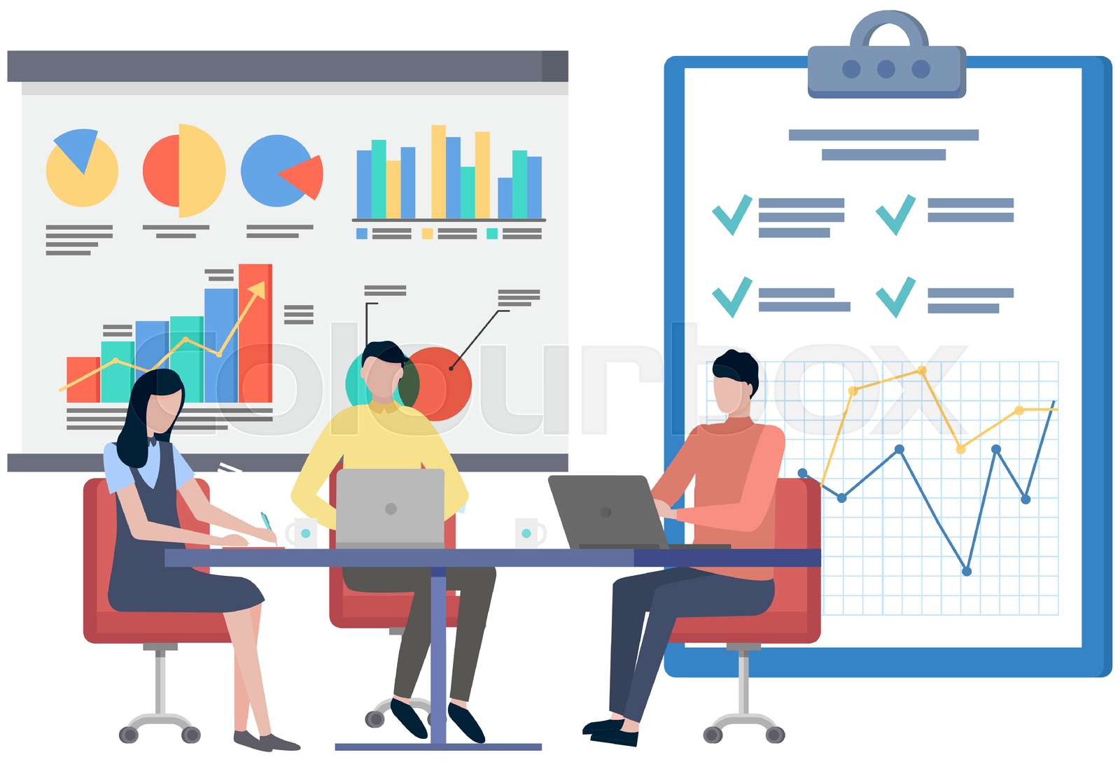 Successful business project presentation, company strategy planning