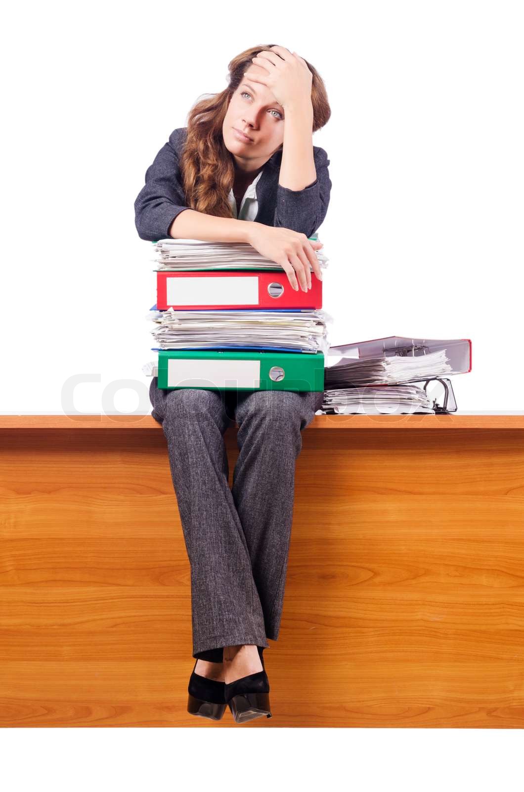 Busy woman at workplace | Stock image | Colourbox