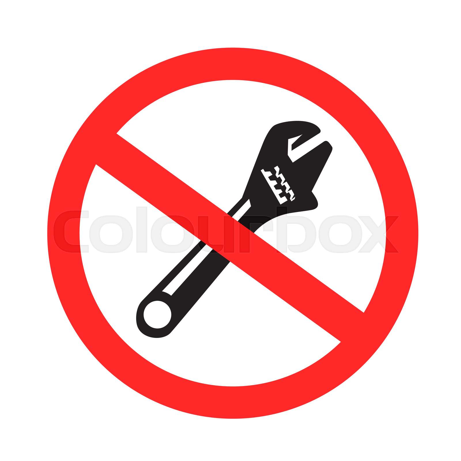 do not work with adjustable wrench sign Stock vector Colourbox